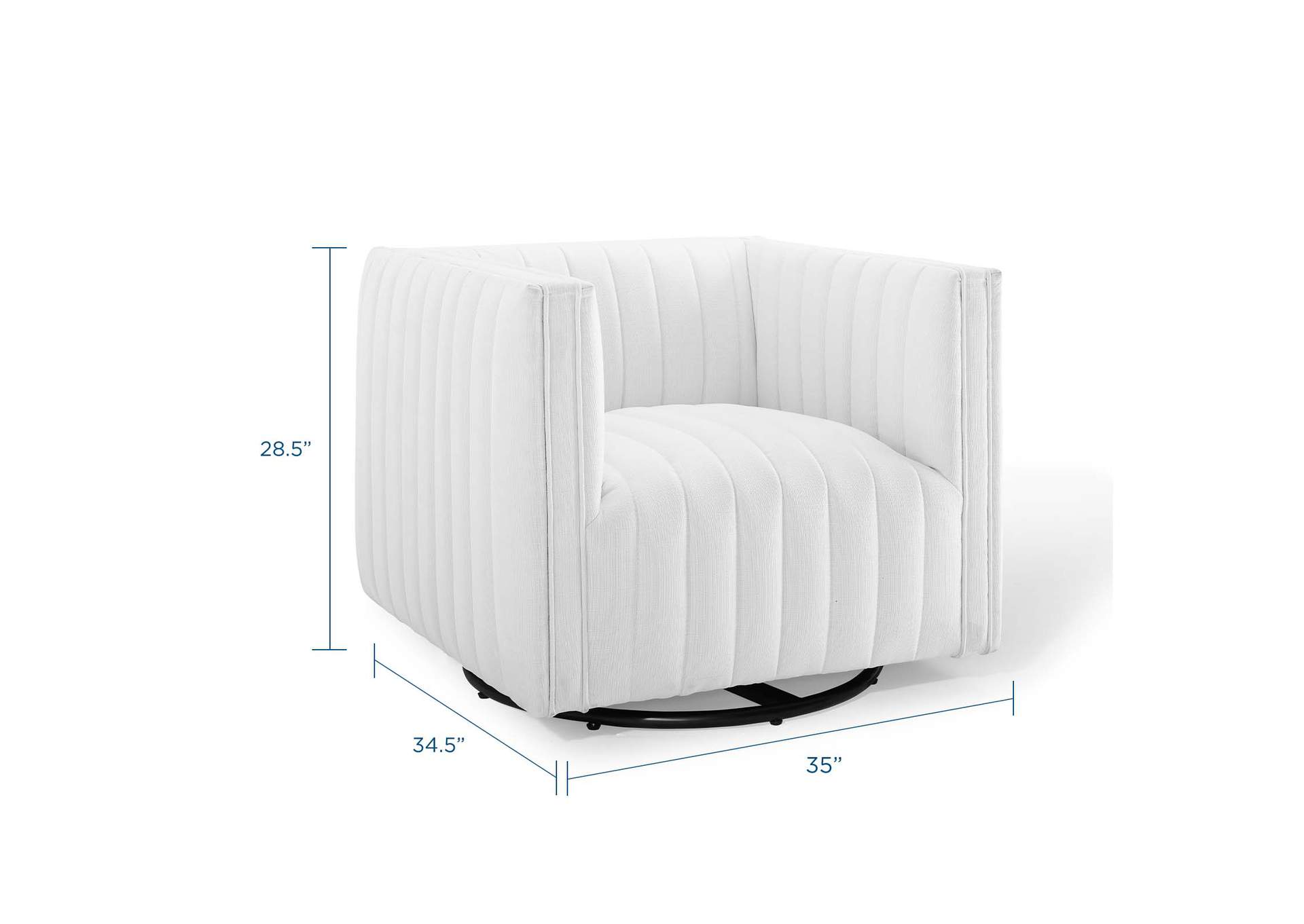 White Conjure Tufted Swivel Upholstered Arm Chair,Modway