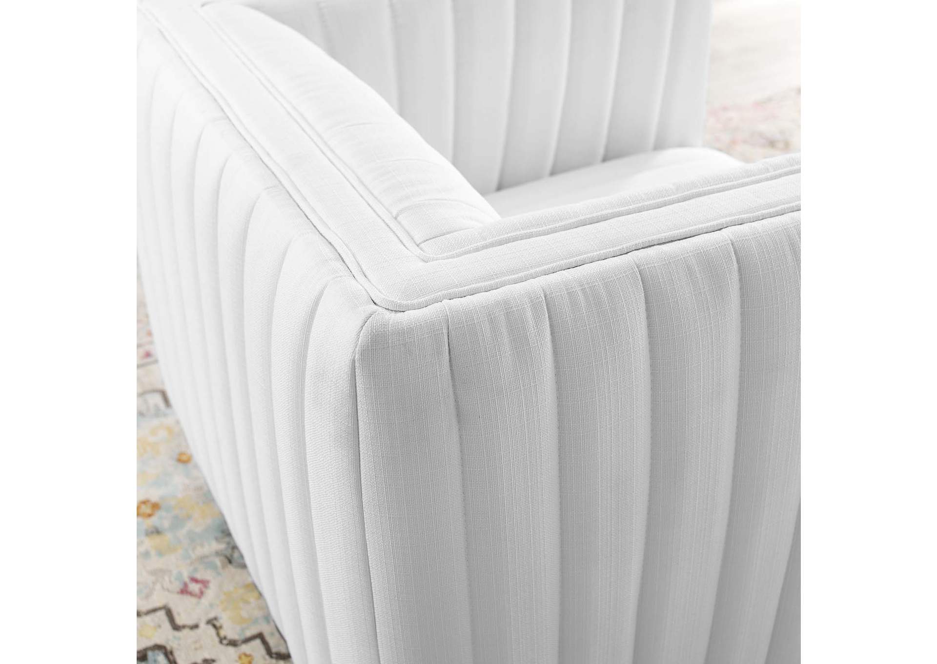 White Conjure Tufted Swivel Upholstered Arm Chair,Modway