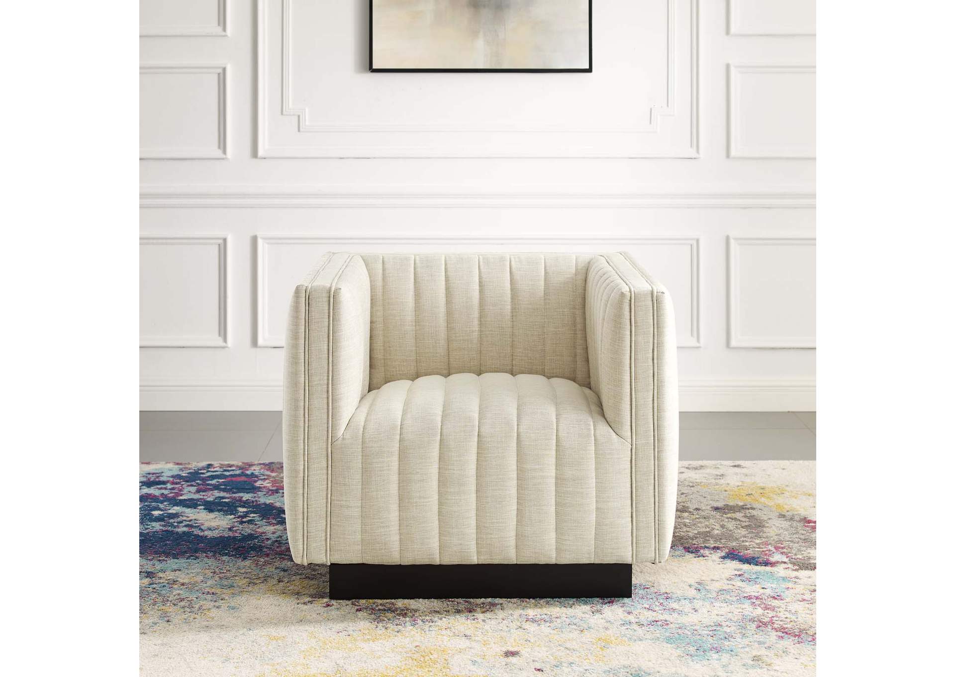 Beige Conjure Tufted Upholstered Fabric Arm Chair,Modway