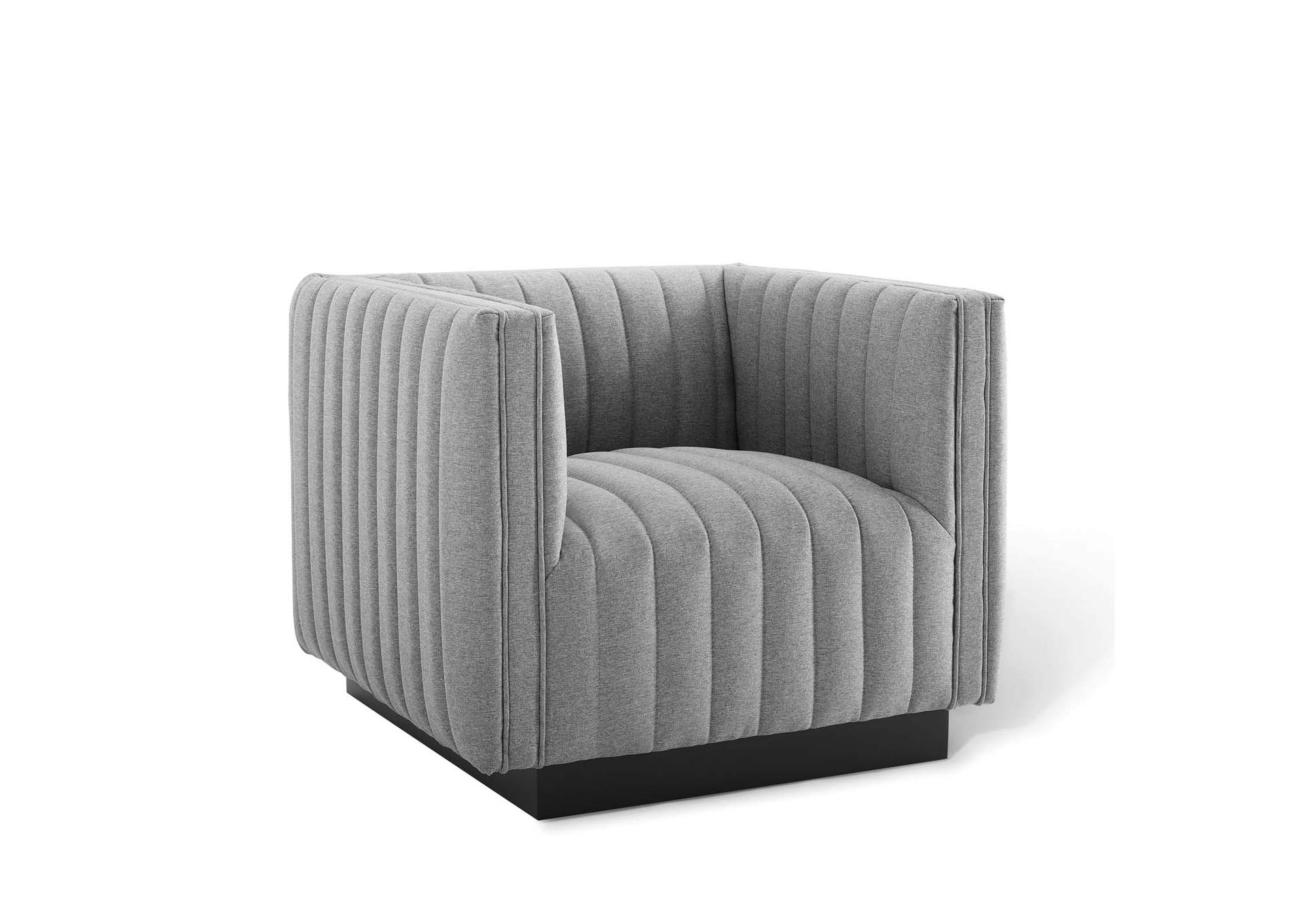 Light Gray Conjure Tufted Upholstered Fabric Arm Chair,Modway