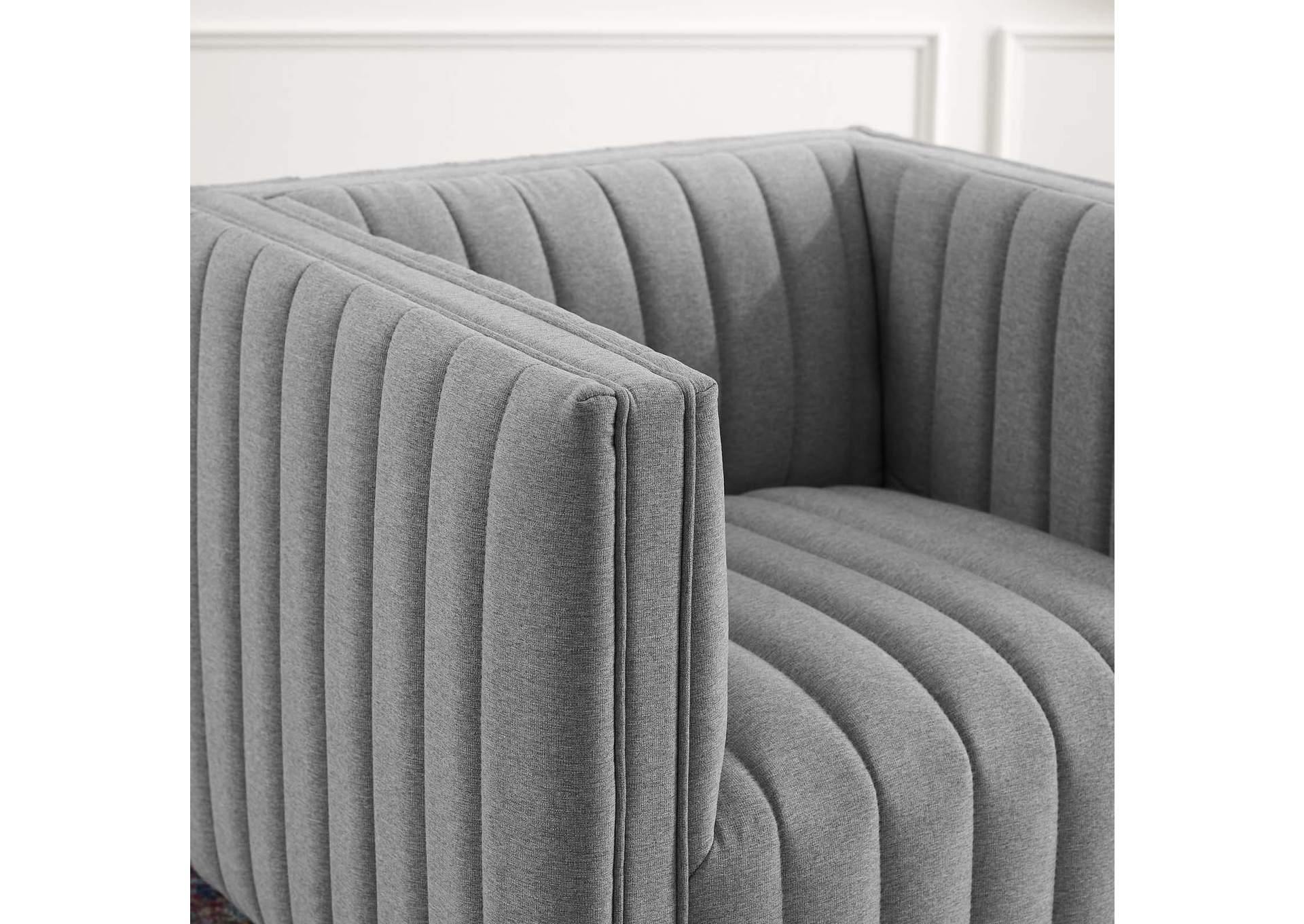 Light Gray Conjure Tufted Upholstered Fabric Arm Chair,Modway