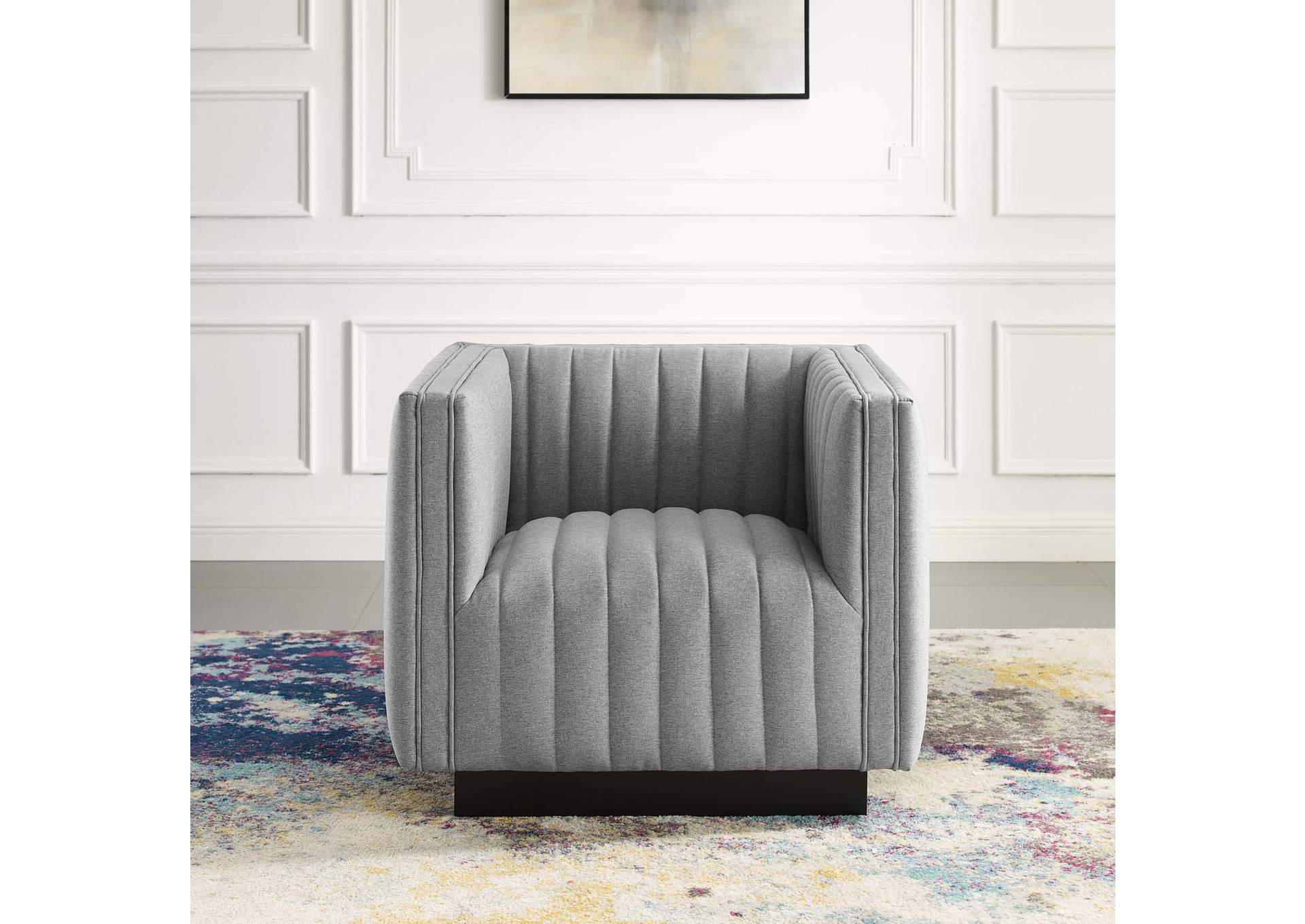 Light Gray Conjure Tufted Upholstered Fabric Arm Chair,Modway