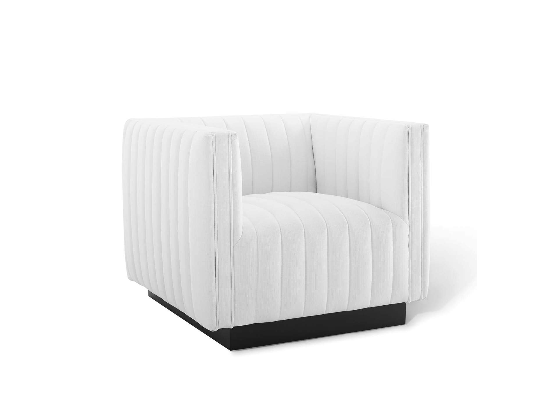 White Conjure Tufted Upholstered Fabric Arm Chair,Modway