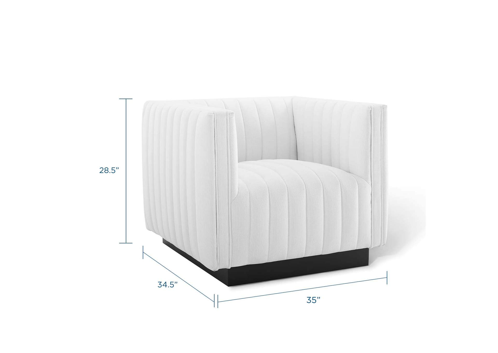 White Conjure Tufted Upholstered Fabric Arm Chair,Modway