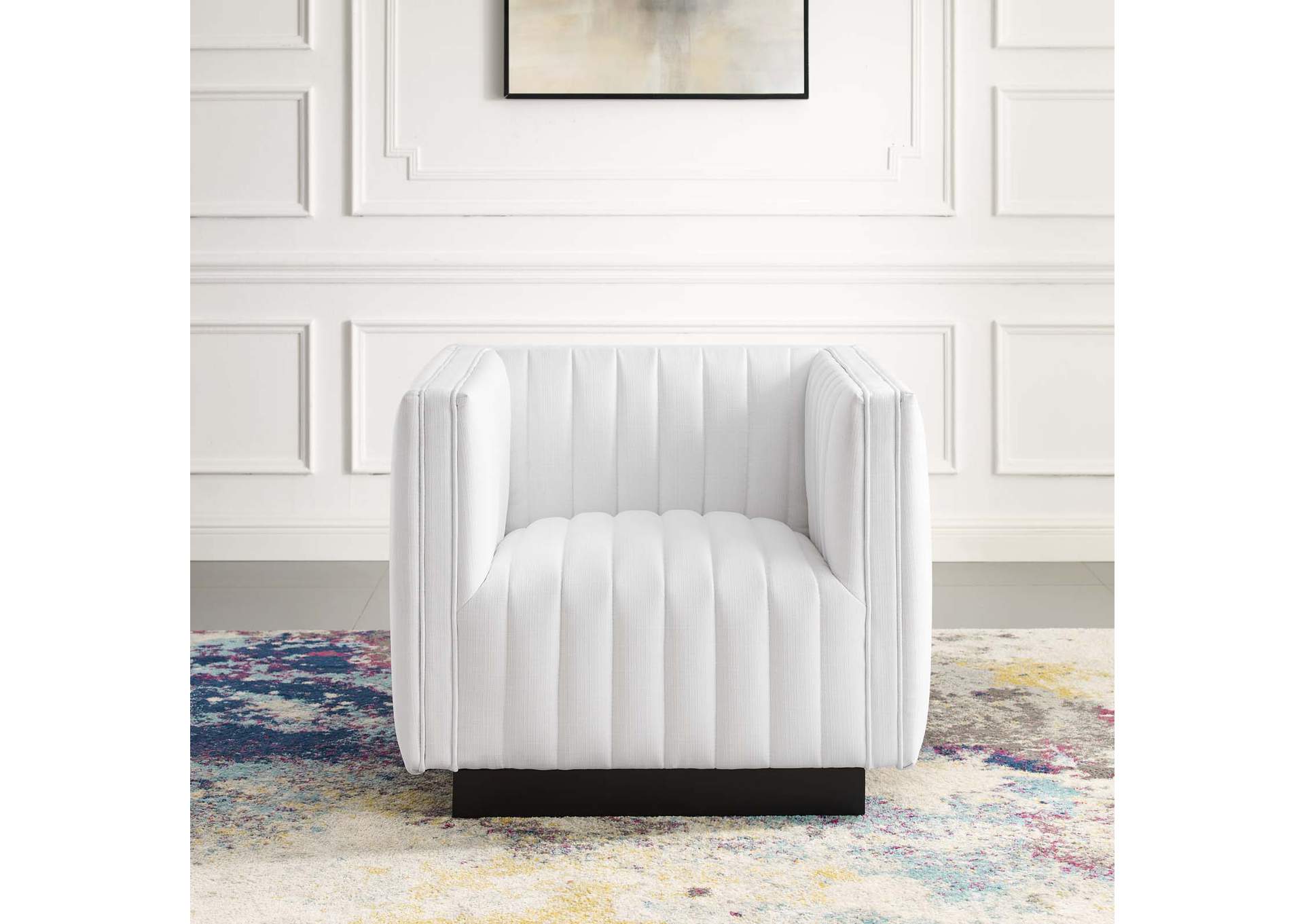 White Conjure Tufted Upholstered Fabric Arm Chair,Modway