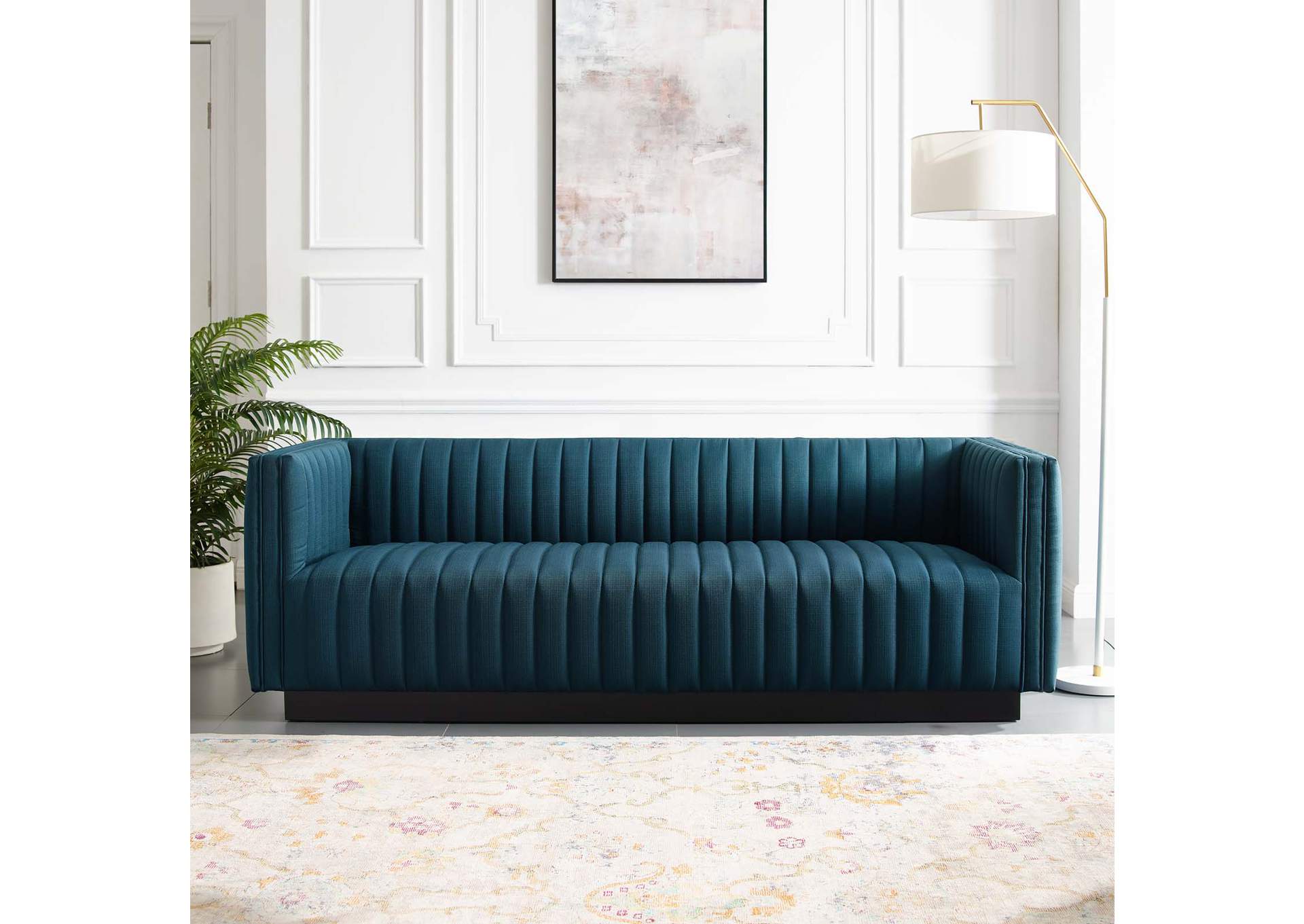 Azure Conjure Tufted Upholstered Fabric Sofa,Modway