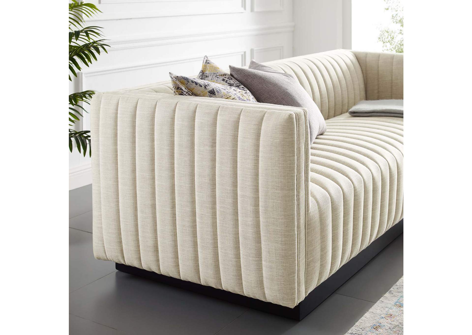 Beige Conjure Tufted Upholstered Fabric Sofa,Modway