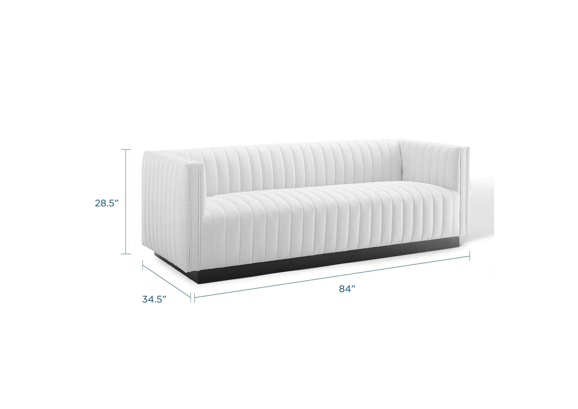 White Conjure Tufted Upholstered Fabric Sofa,Modway