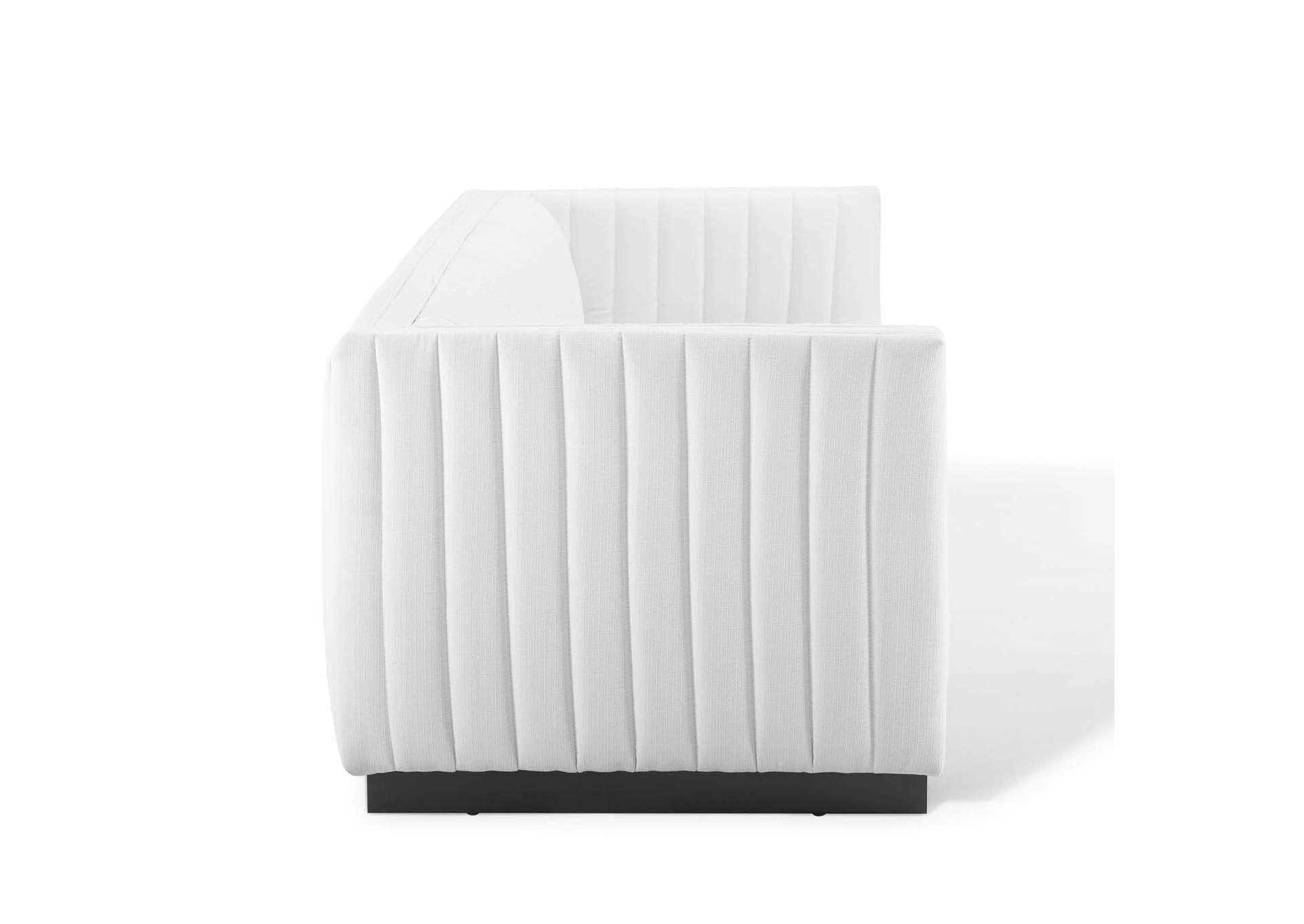White Conjure Tufted Upholstered Fabric Sofa,Modway