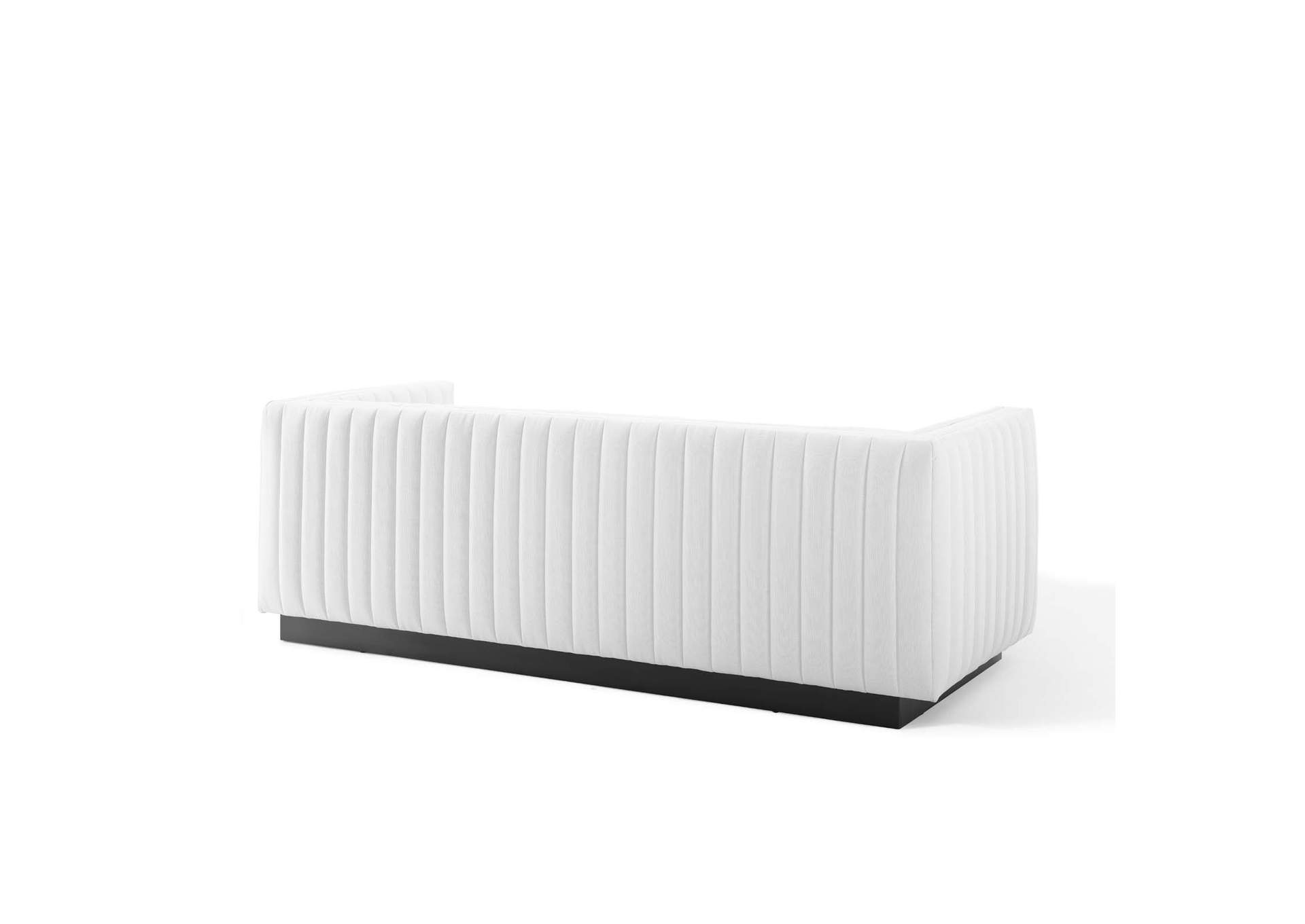White Conjure Tufted Upholstered Fabric Sofa,Modway