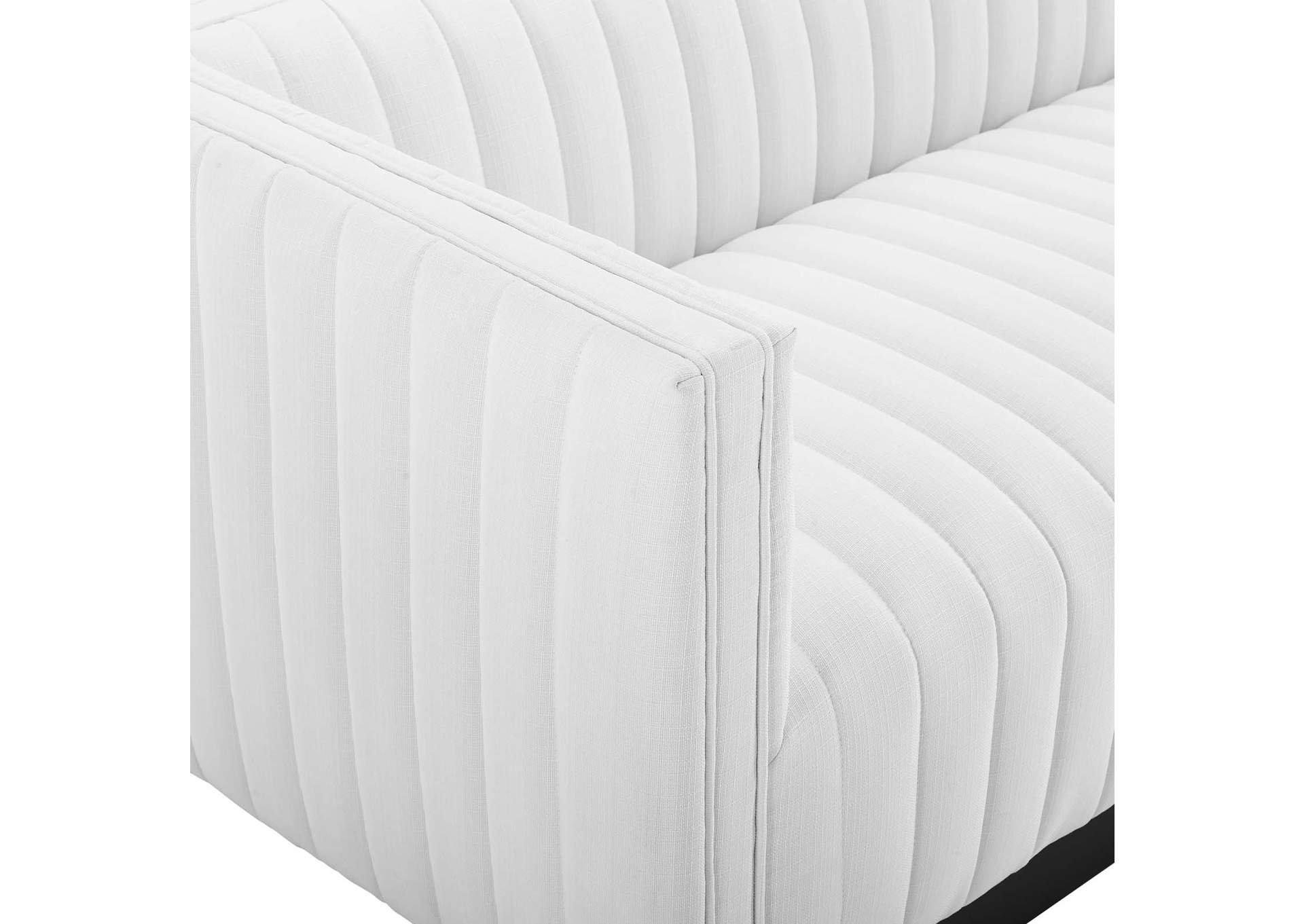 White Conjure Tufted Upholstered Fabric Sofa,Modway