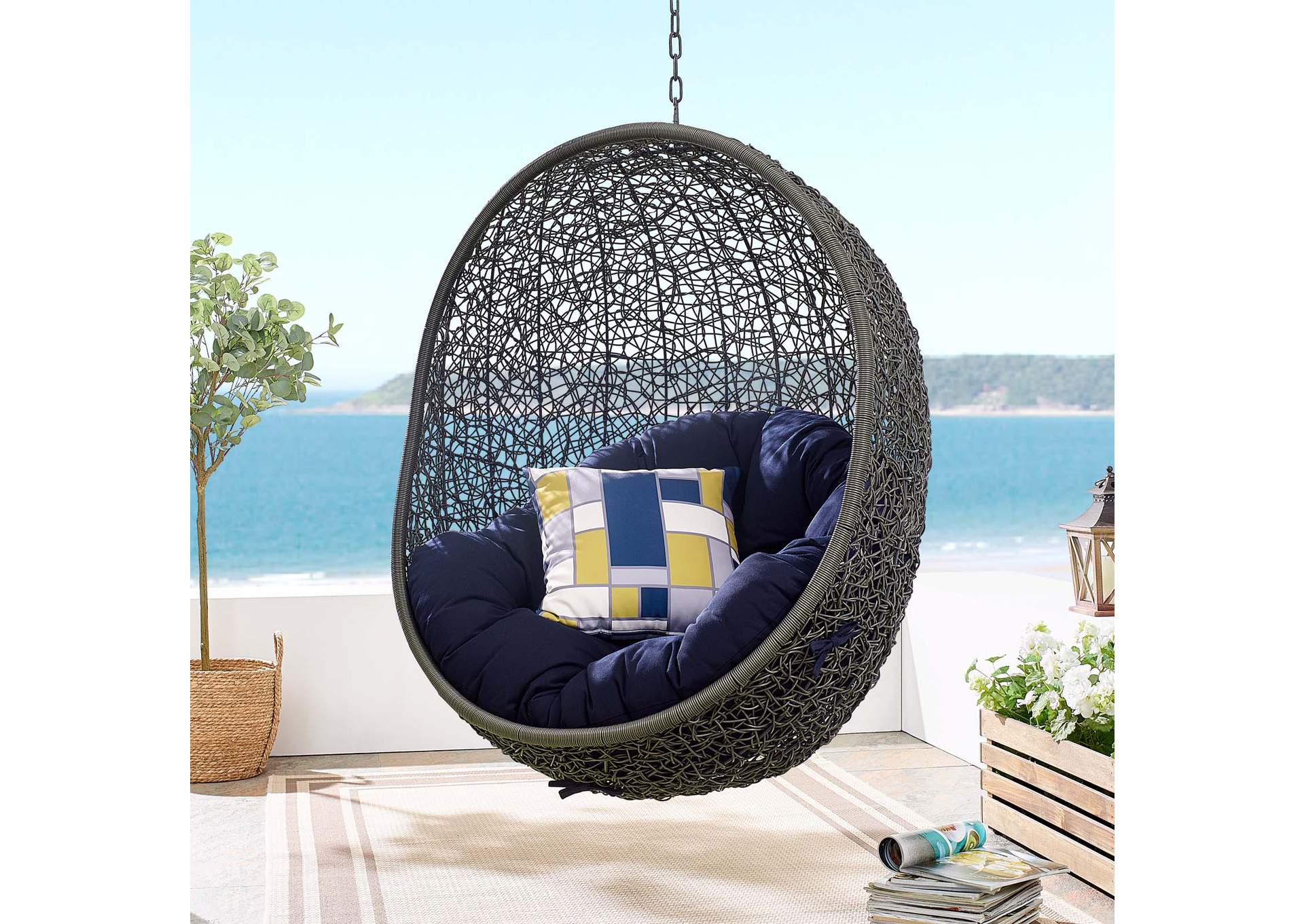 Gray Navy Hide Outdoor Patio Sunbrella,Modway