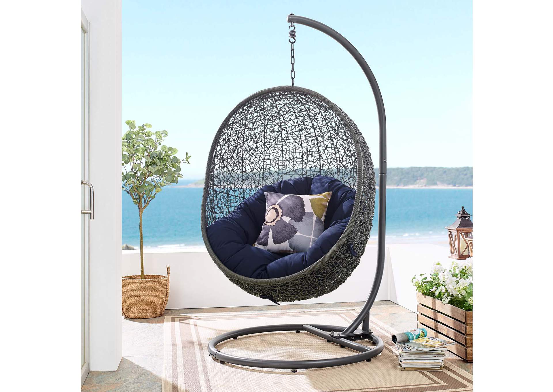 Gray Navy Hide Outdoor Patio Sunbrella,Modway