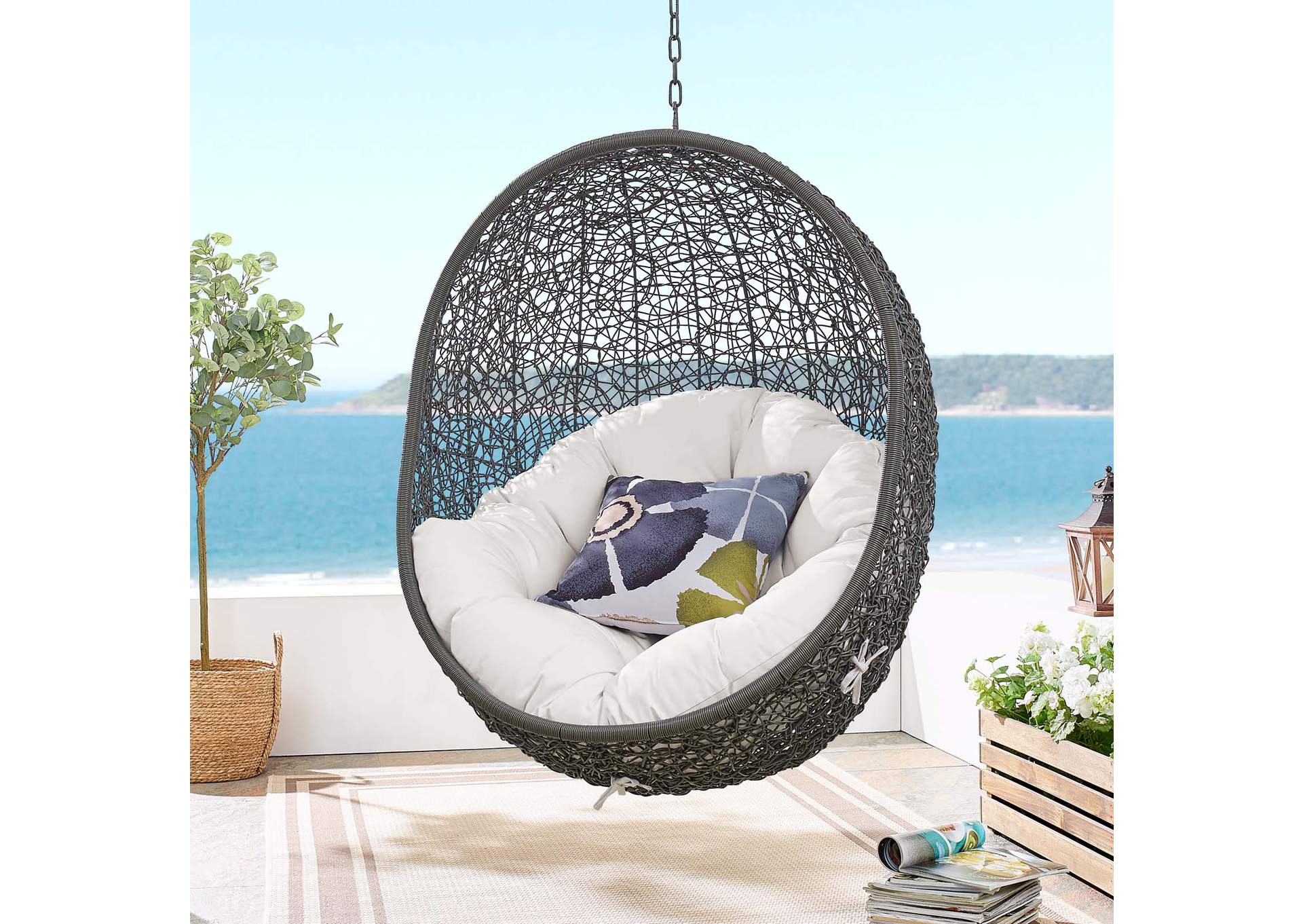 Gray White Hide Outdoor Patio Sunbrella,Modway