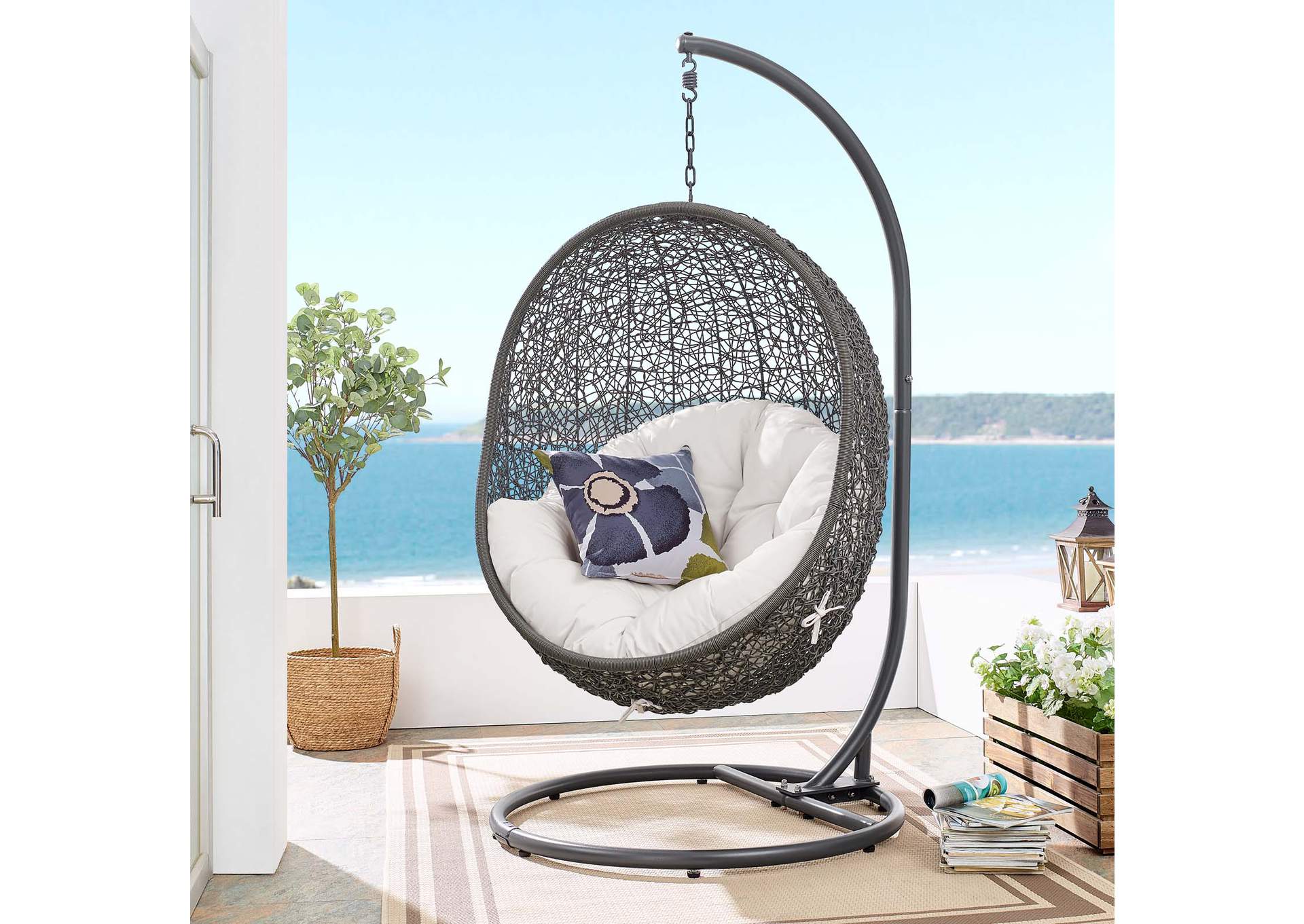 Gray White Hide Outdoor Patio Sunbrella,Modway