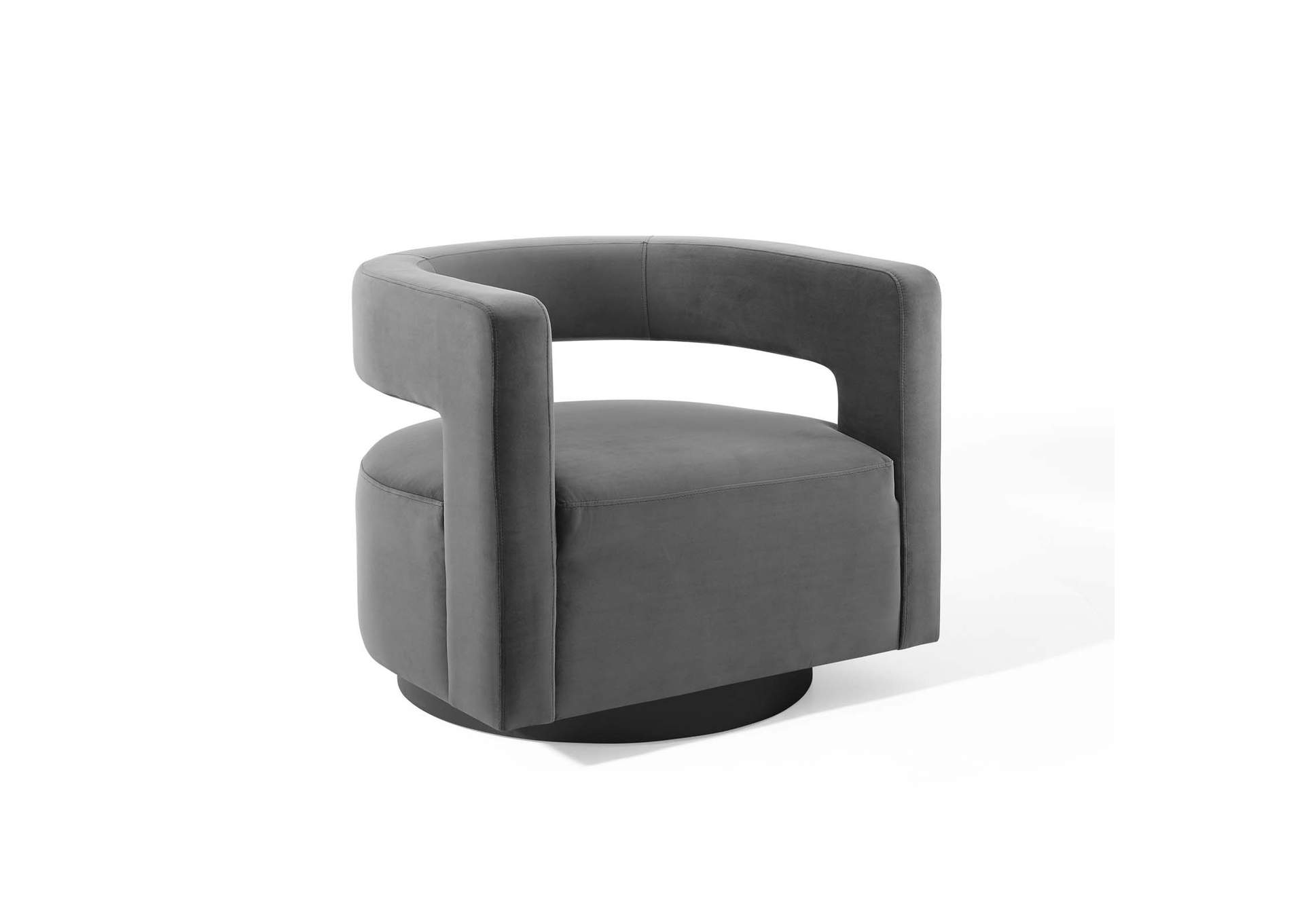 Gray Spin Cutaway Performance Velvet Swivel Arm Chair,Modway