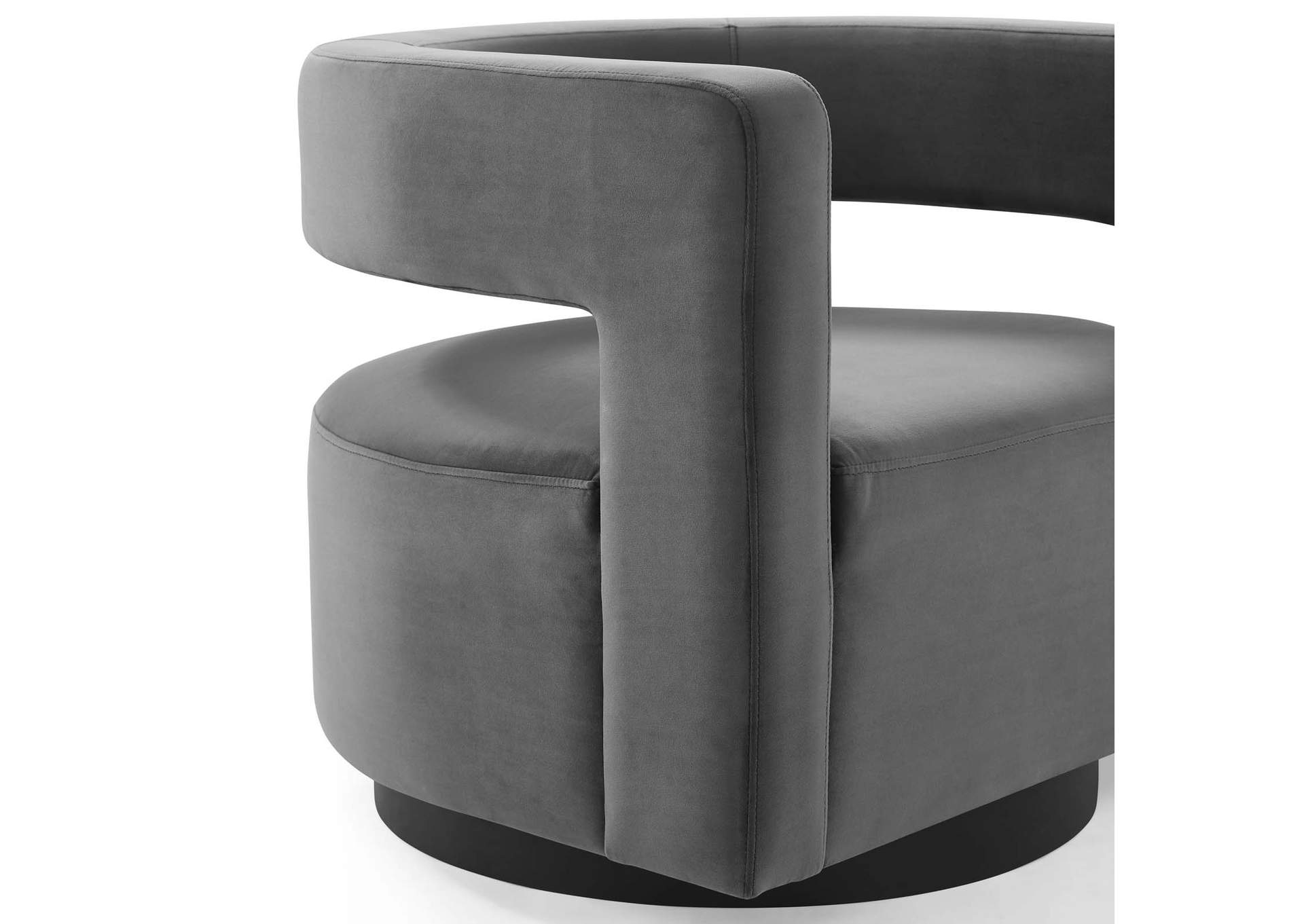 Gray Spin Cutaway Performance Velvet Swivel Arm Chair,Modway