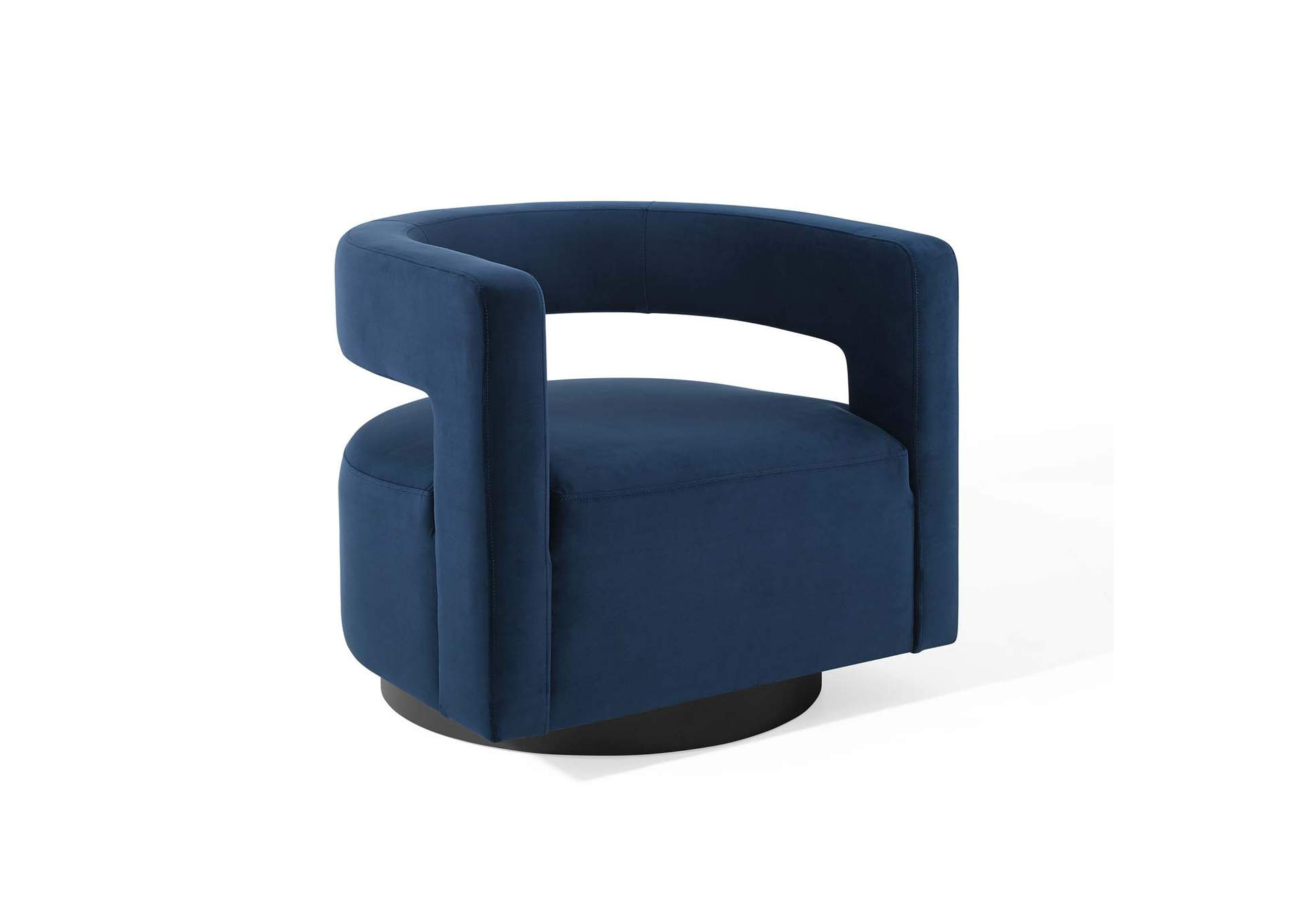 Midnight Blue Spin Cutaway Performance Velvet Swivel Arm Chair,Modway