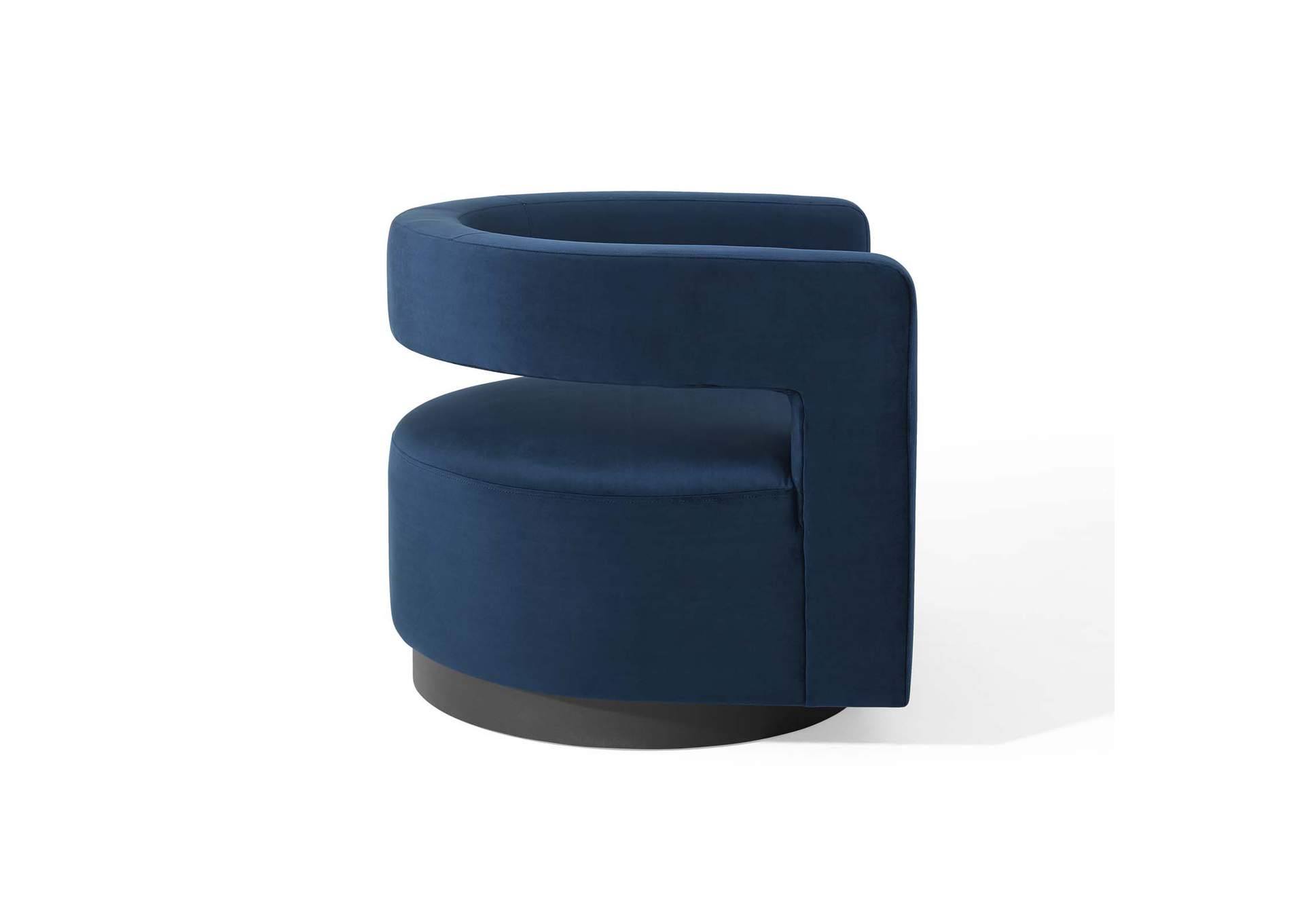 Midnight Blue Spin Cutaway Performance Velvet Swivel Arm Chair,Modway