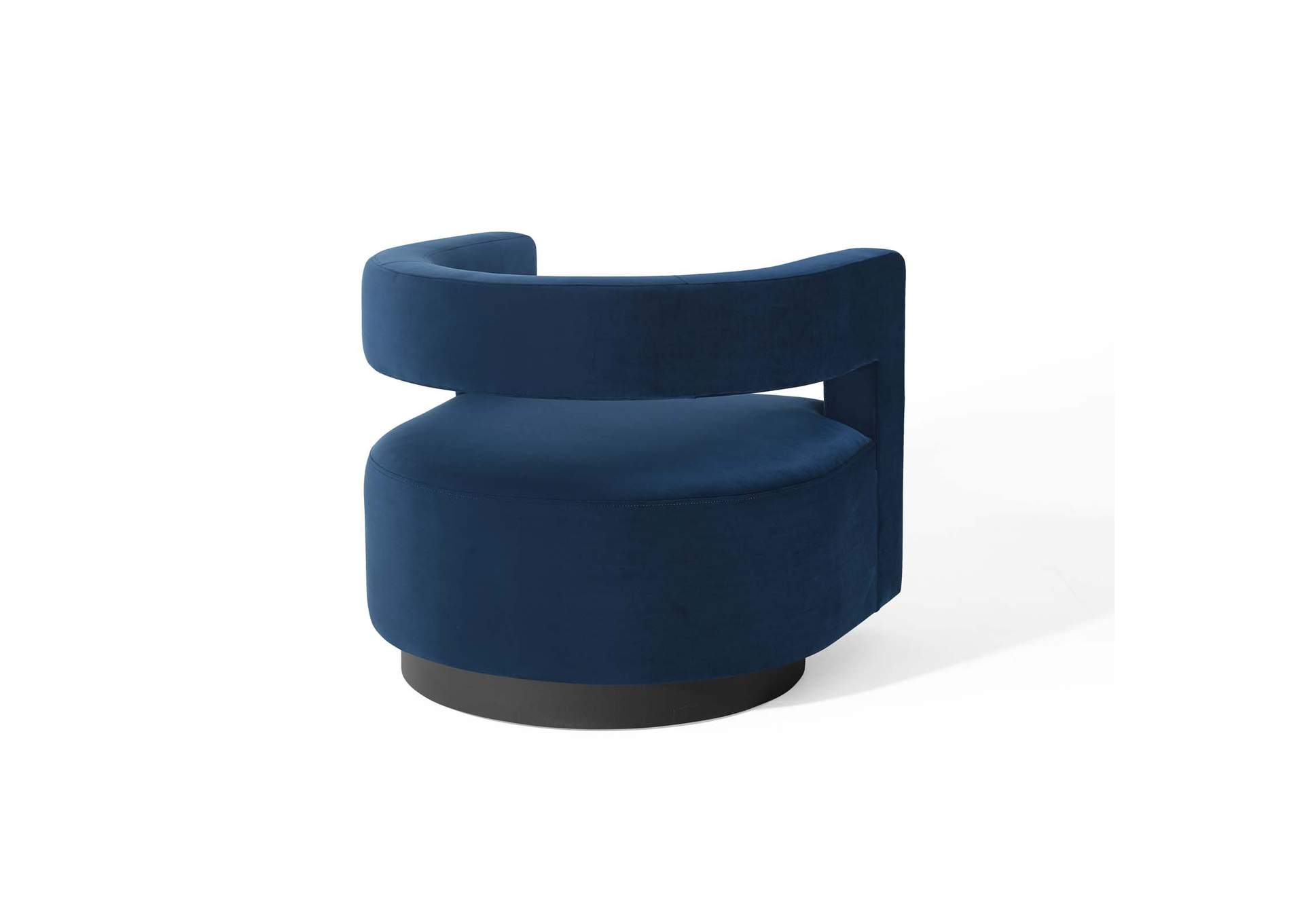 Midnight Blue Spin Cutaway Performance Velvet Swivel Arm Chair,Modway