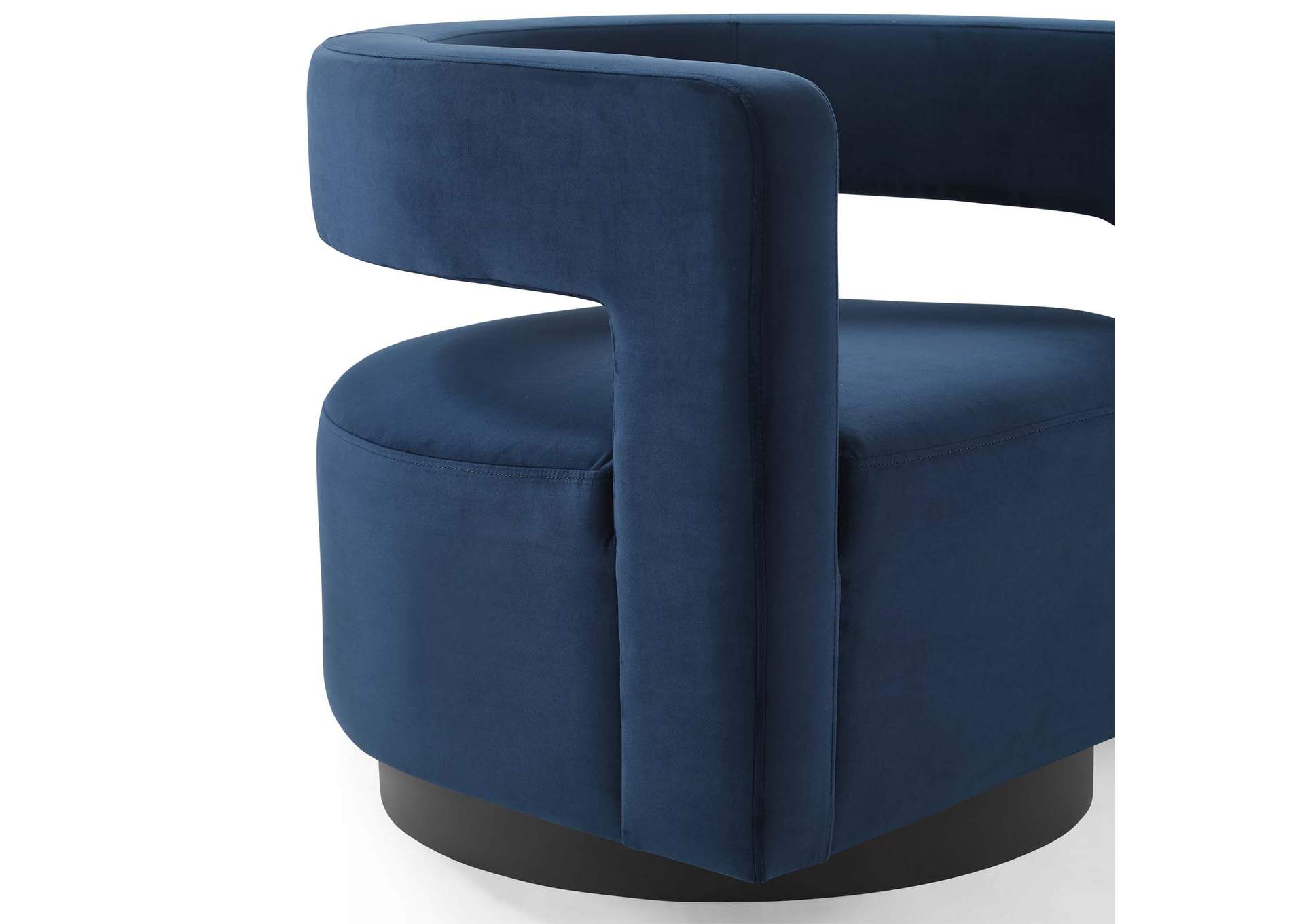 Midnight Blue Spin Cutaway Performance Velvet Swivel Arm Chair,Modway