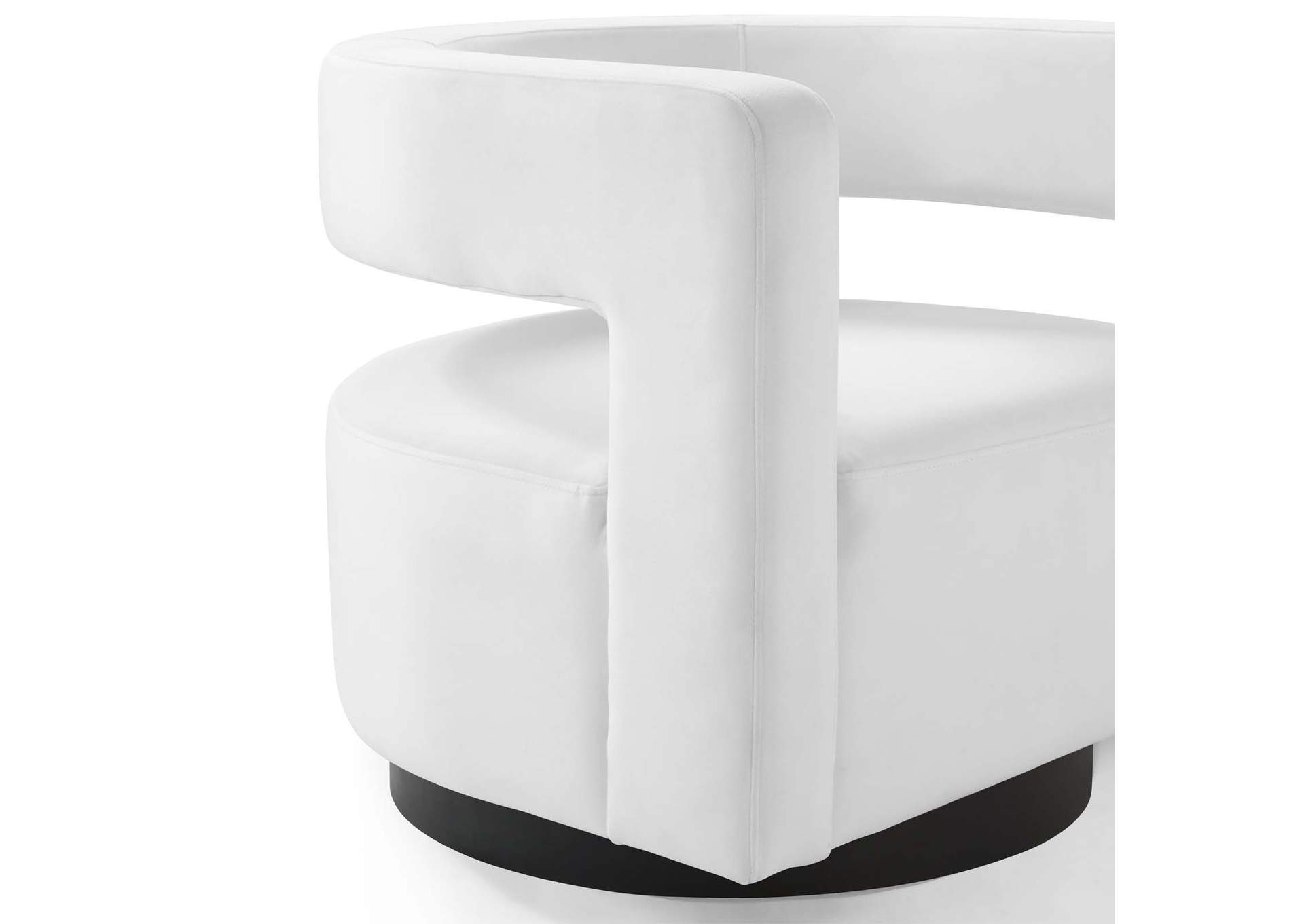 White Spin Cutaway Performance Velvet Swivel Arm Chair,Modway