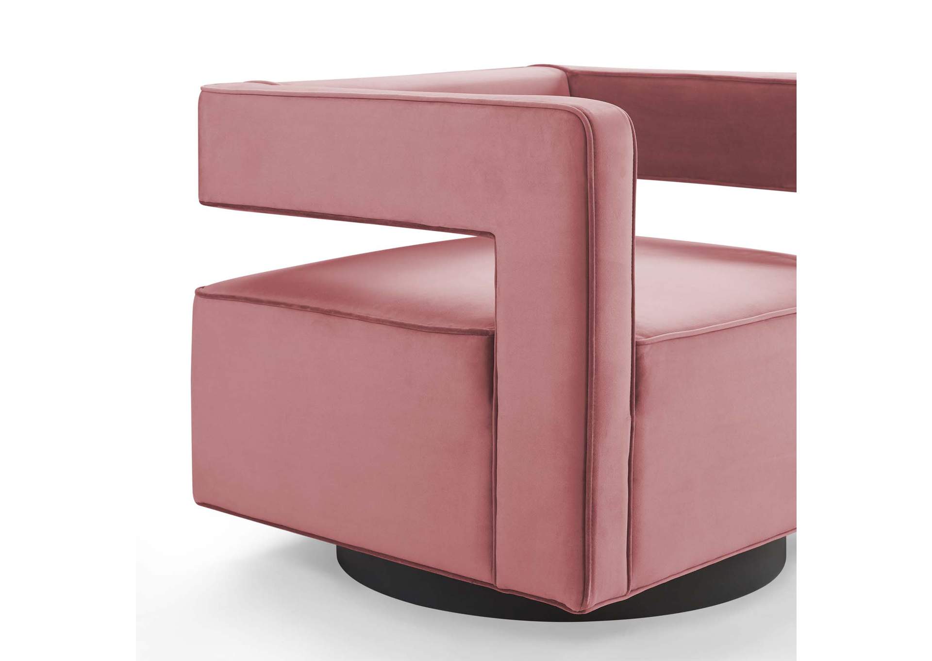 Dusty Rose Booth Performance Velvet Swivel Arm Chair,Modway