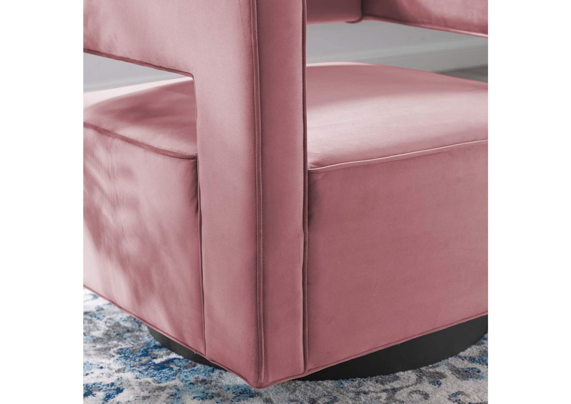 Dusty Rose Booth Performance Velvet Swivel Arm Chair,Modway