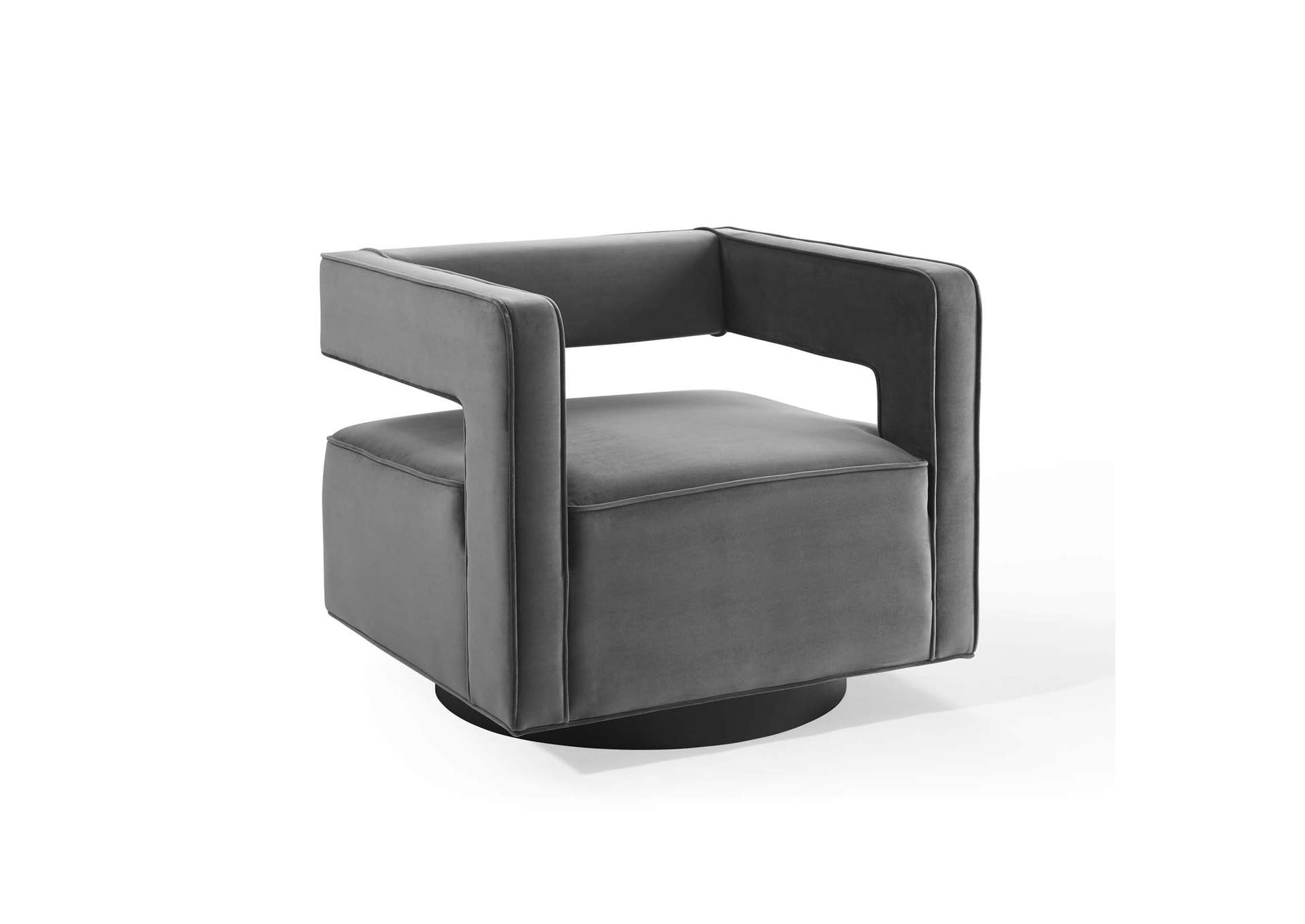 Gray Booth Performance Velvet Swivel Arm Chair,Modway