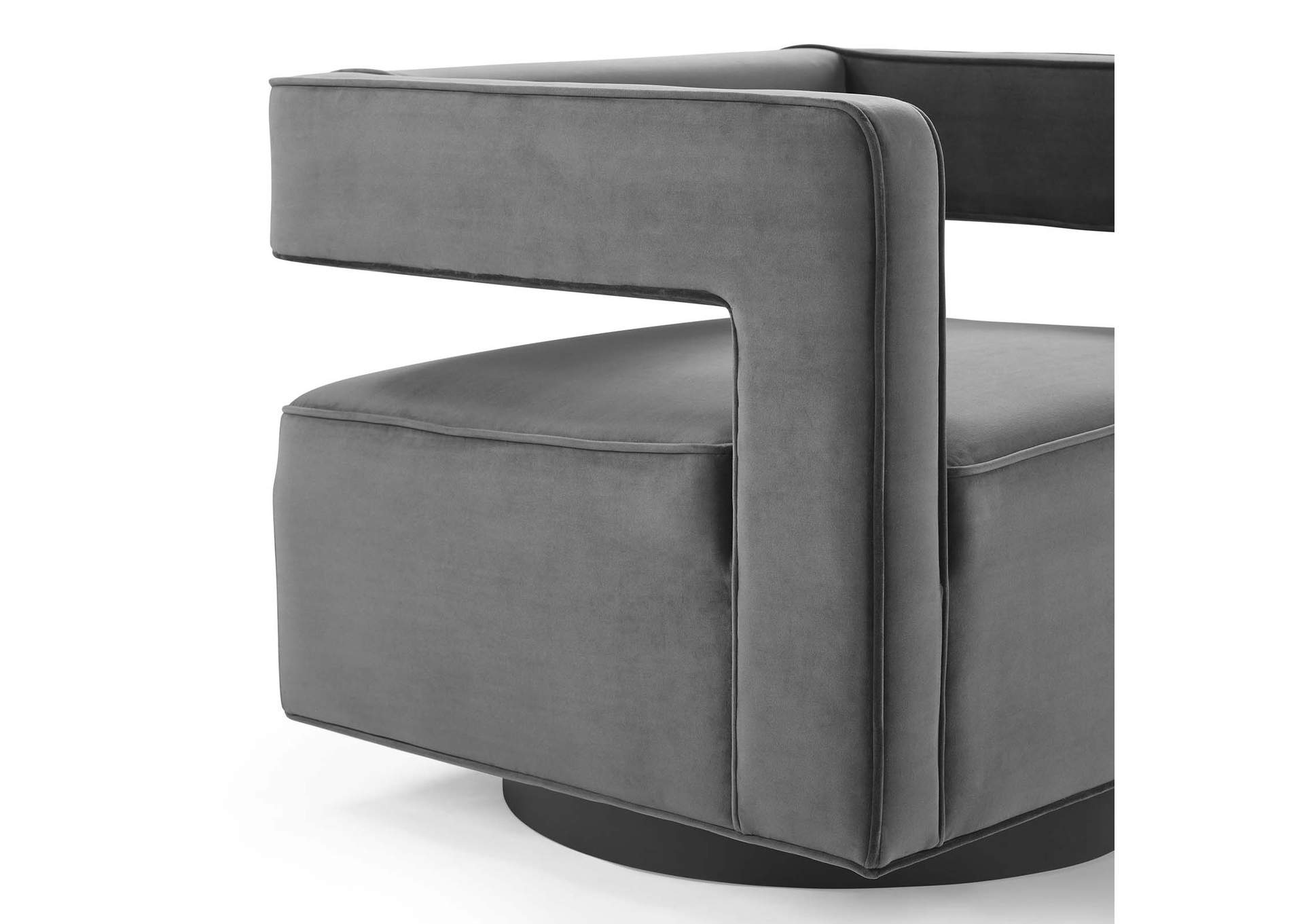 Gray Booth Performance Velvet Swivel Arm Chair,Modway