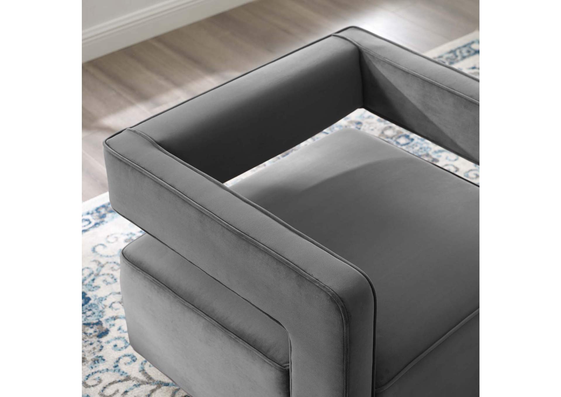 Gray Booth Performance Velvet Swivel Arm Chair,Modway