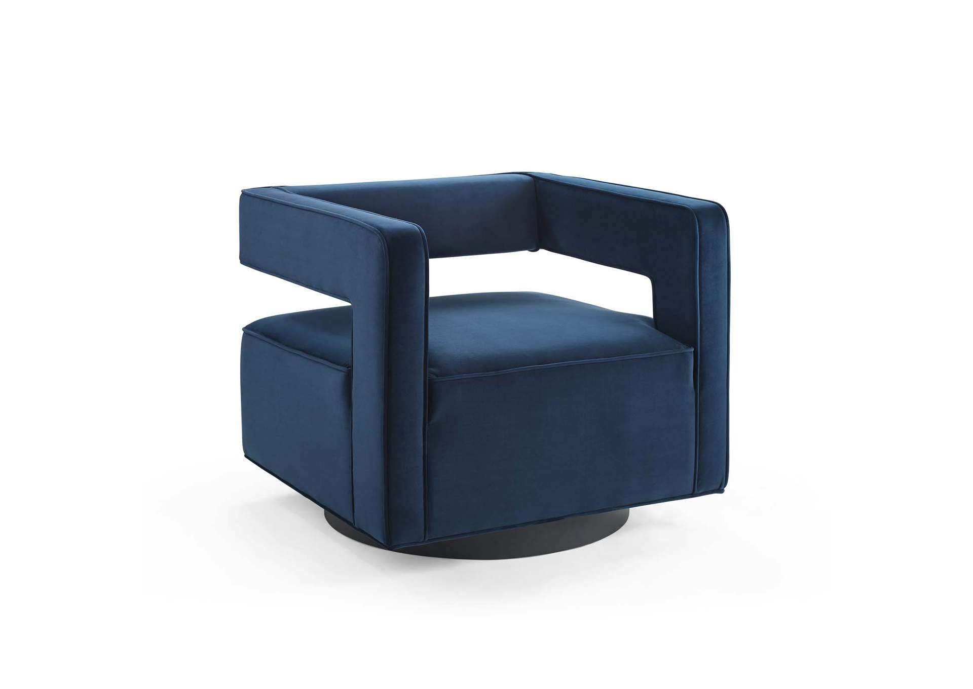 Midnight Blue Booth Performance Velvet Swivel Arm Chair,Modway