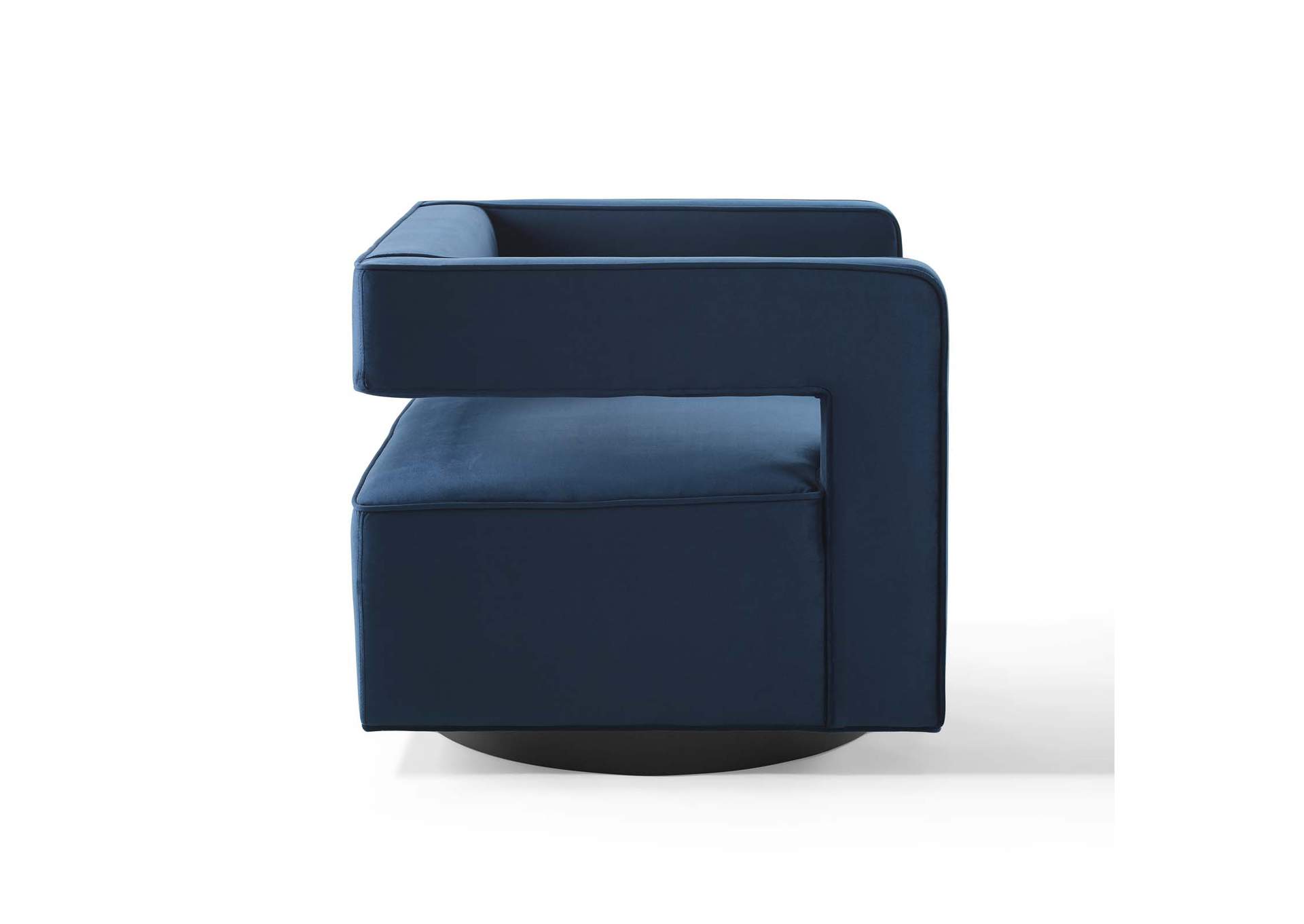 Midnight Blue Booth Performance Velvet Swivel Arm Chair,Modway