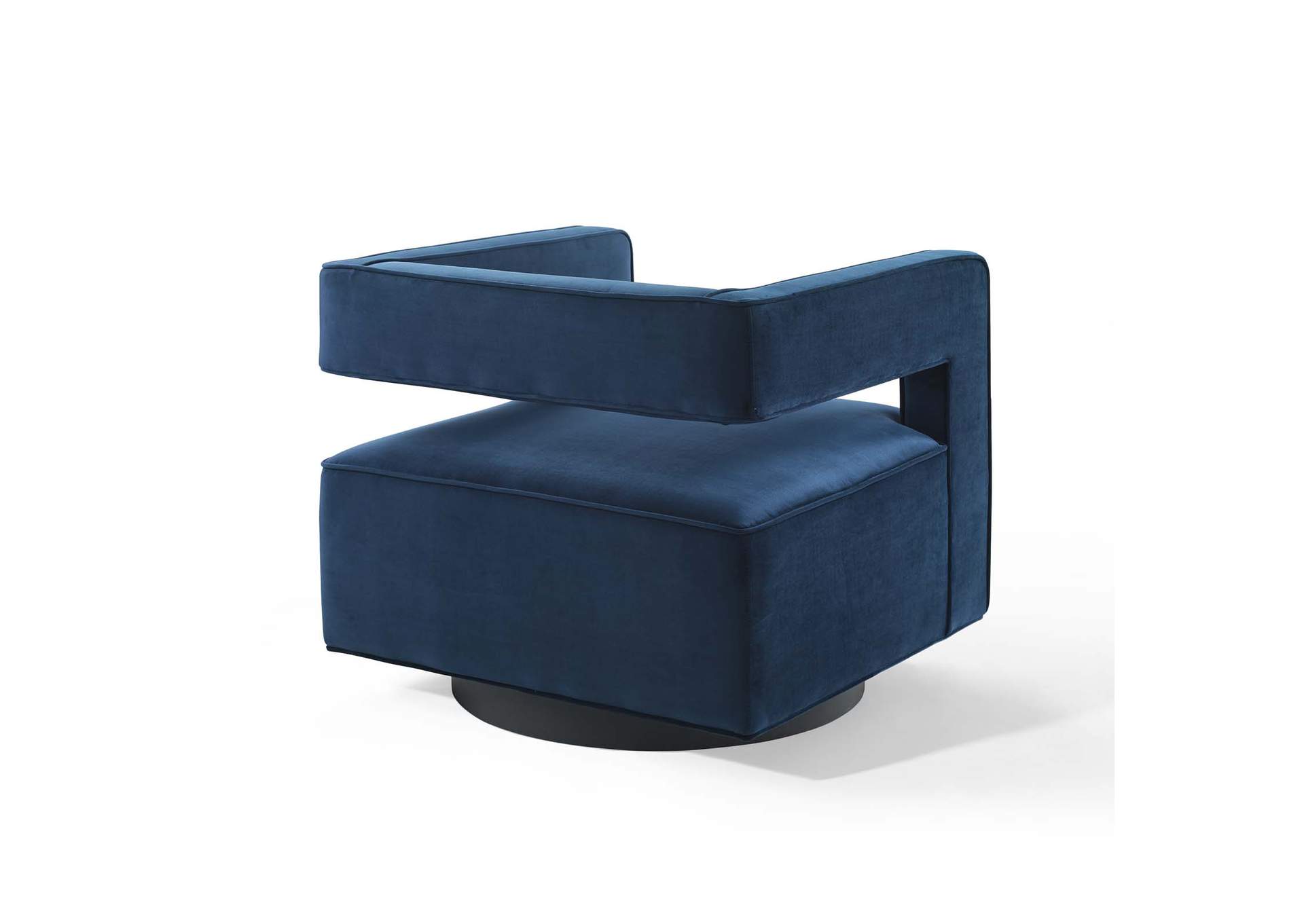 Midnight Blue Booth Performance Velvet Swivel Arm Chair,Modway