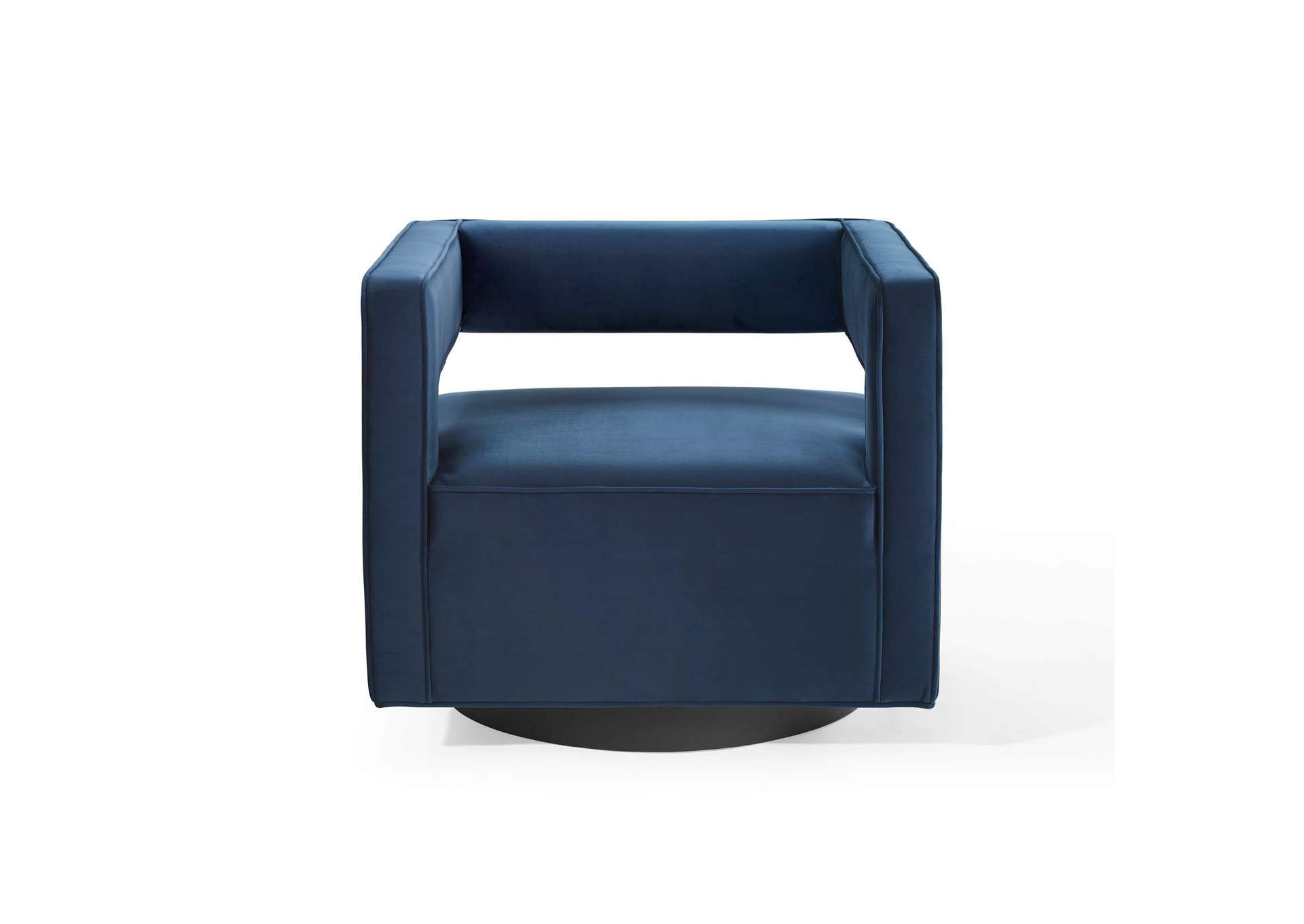 Midnight Blue Booth Performance Velvet Swivel Arm Chair,Modway