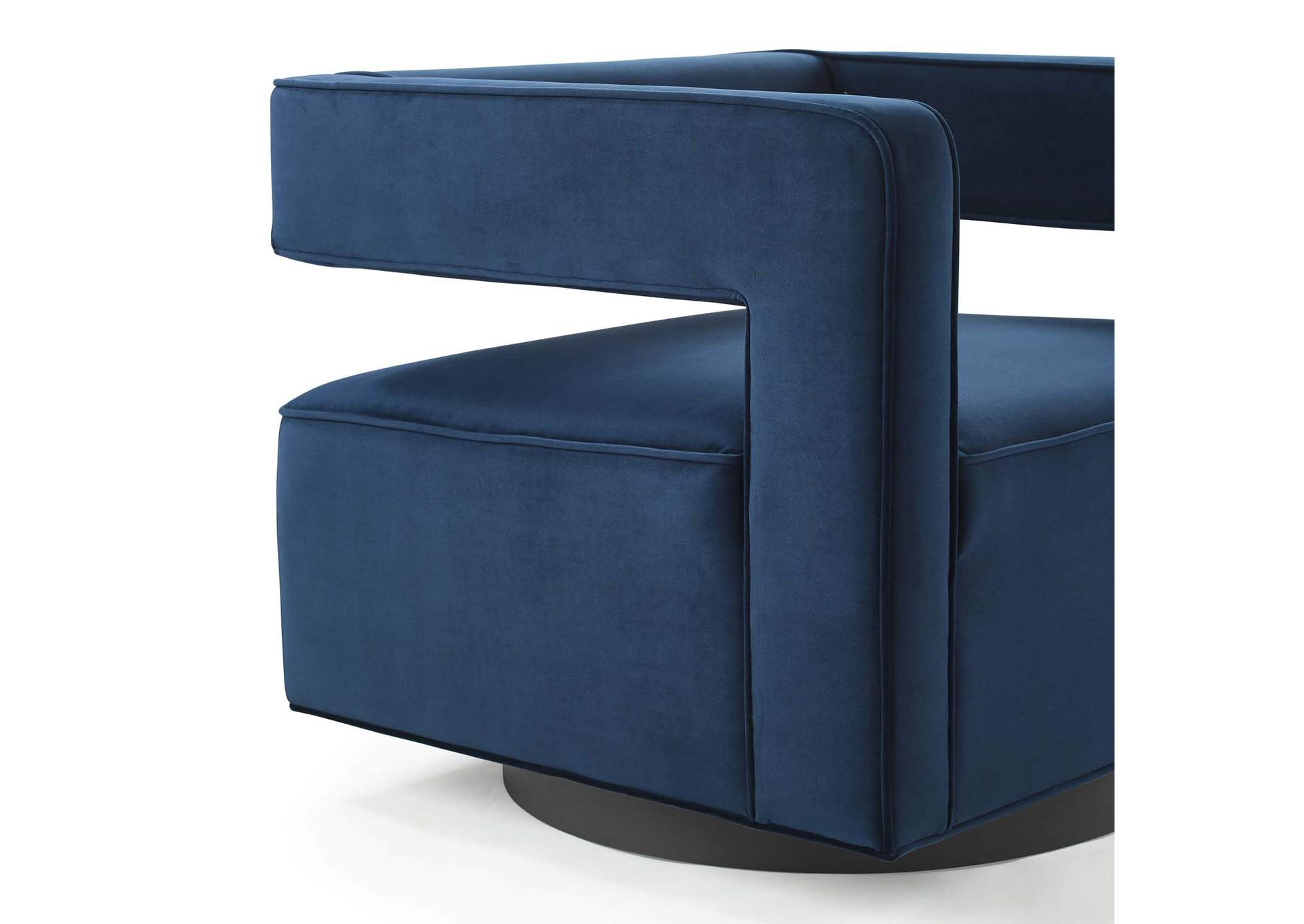 Midnight Blue Booth Performance Velvet Swivel Arm Chair,Modway