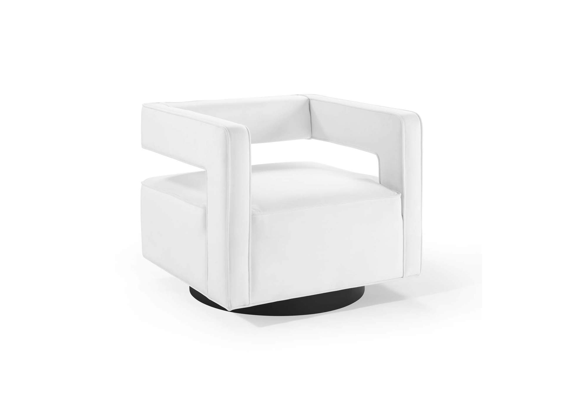 White Booth Performance Velvet Swivel Arm Chair,Modway