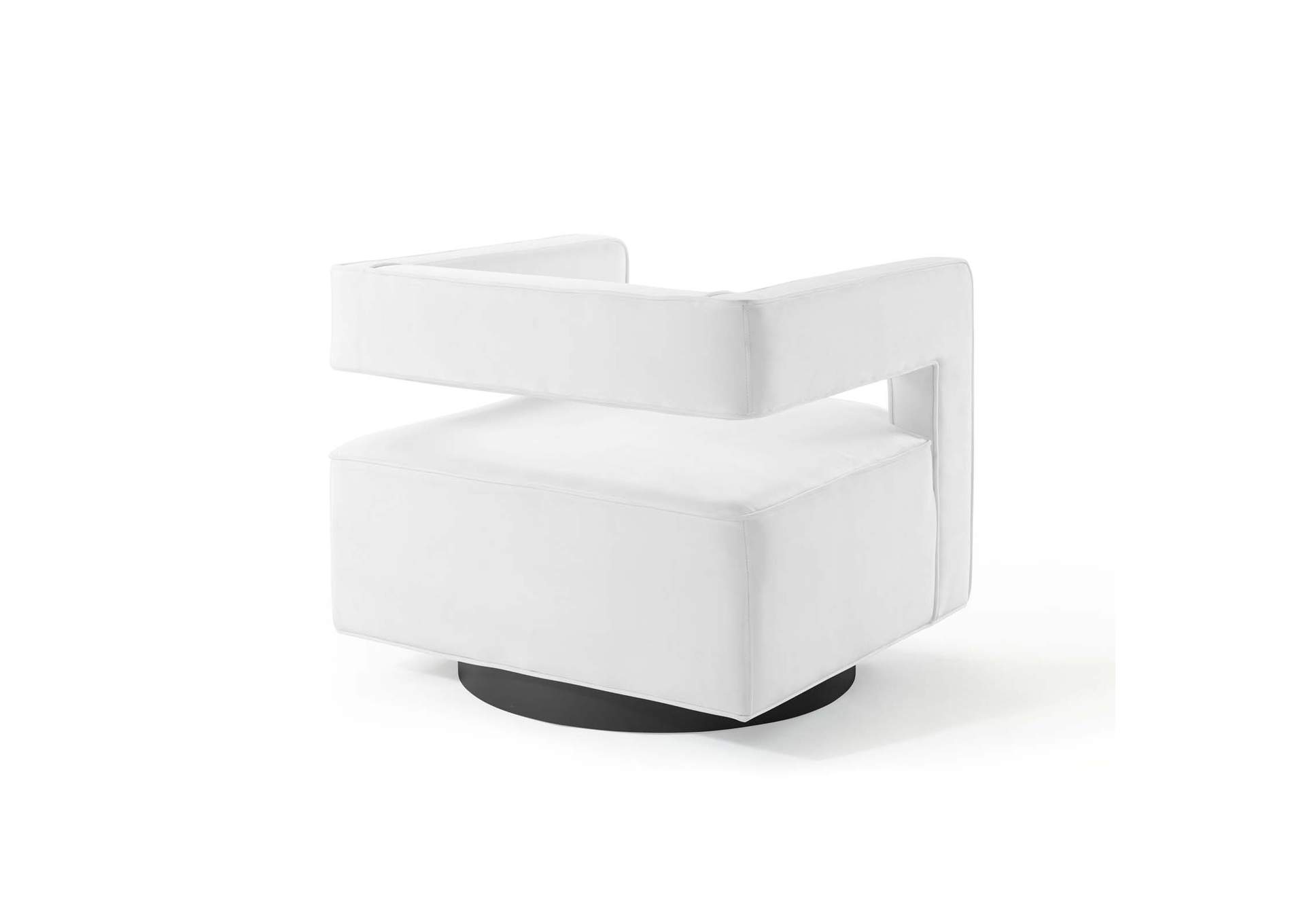 White Booth Performance Velvet Swivel Arm Chair,Modway