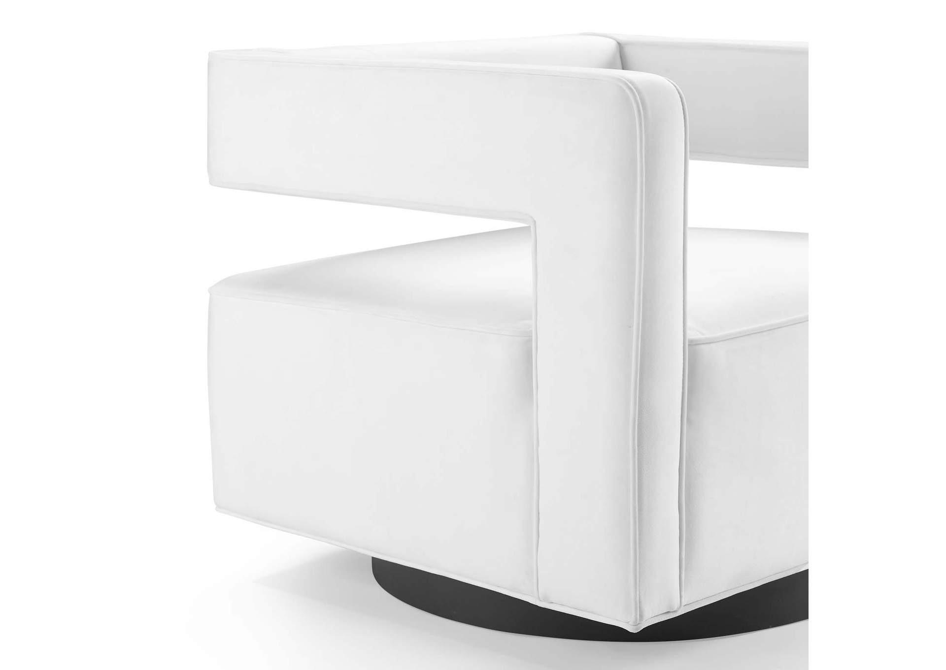 White Booth Performance Velvet Swivel Arm Chair,Modway