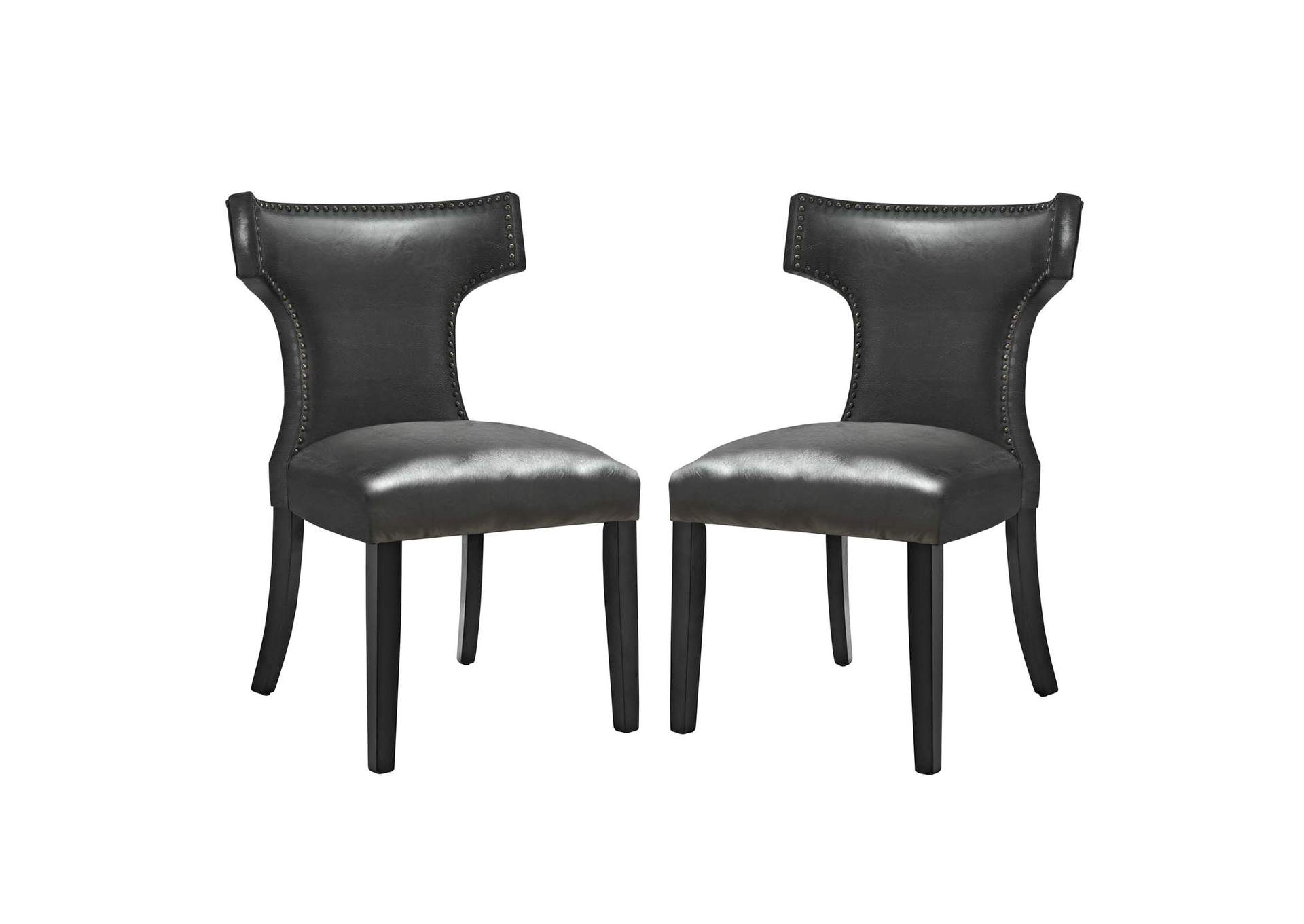 Black Curve Dining Chair Vinyl [Set of 2],Modway