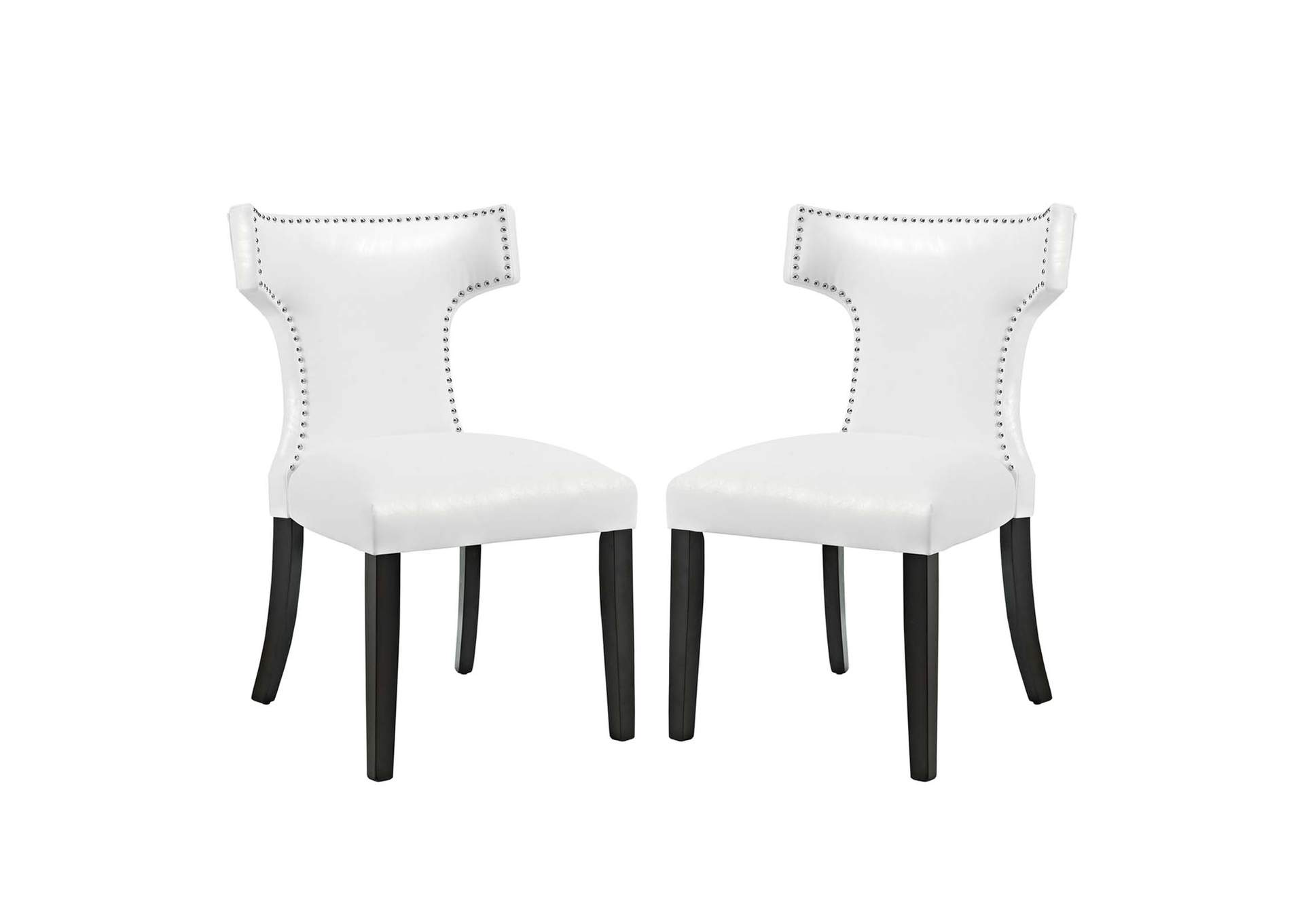 White Curve Dining Chair Vinyl [Set of 2],Modway
