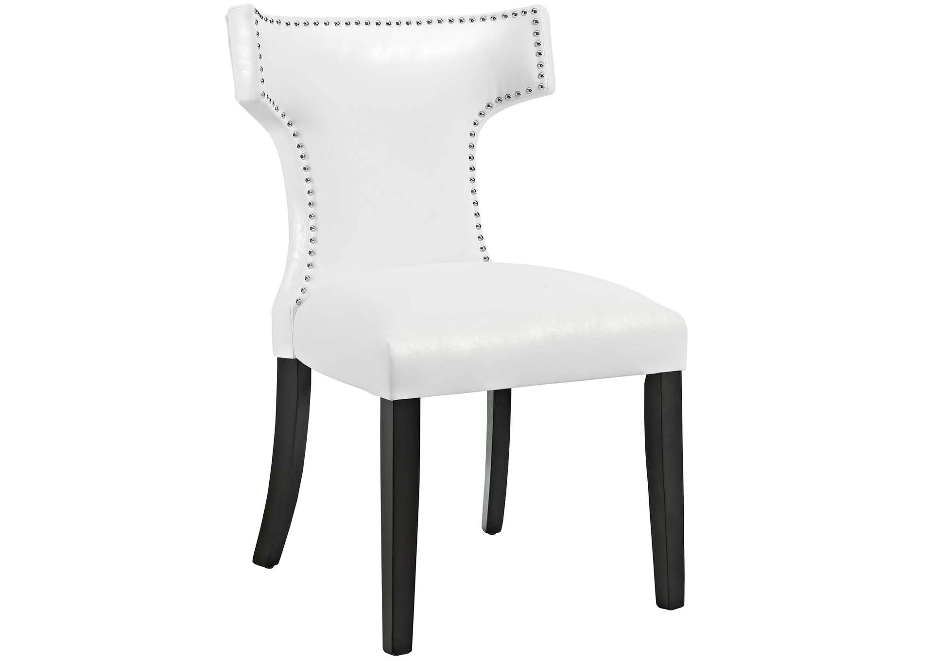 White Curve Dining Chair Vinyl [Set of 2],Modway