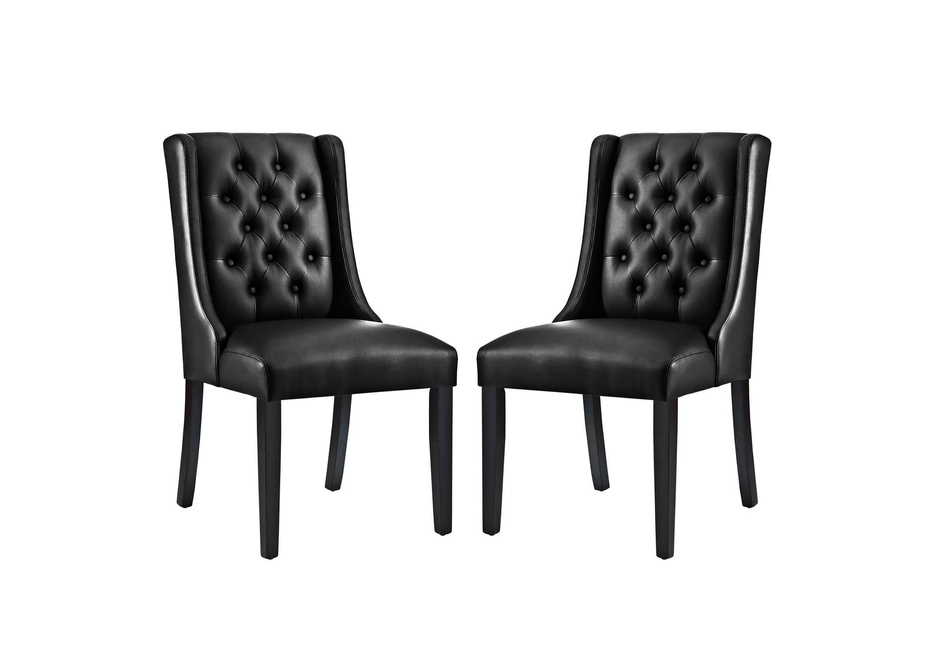 Black Baronet Dining Chair Vinyl [Set of 2],Modway