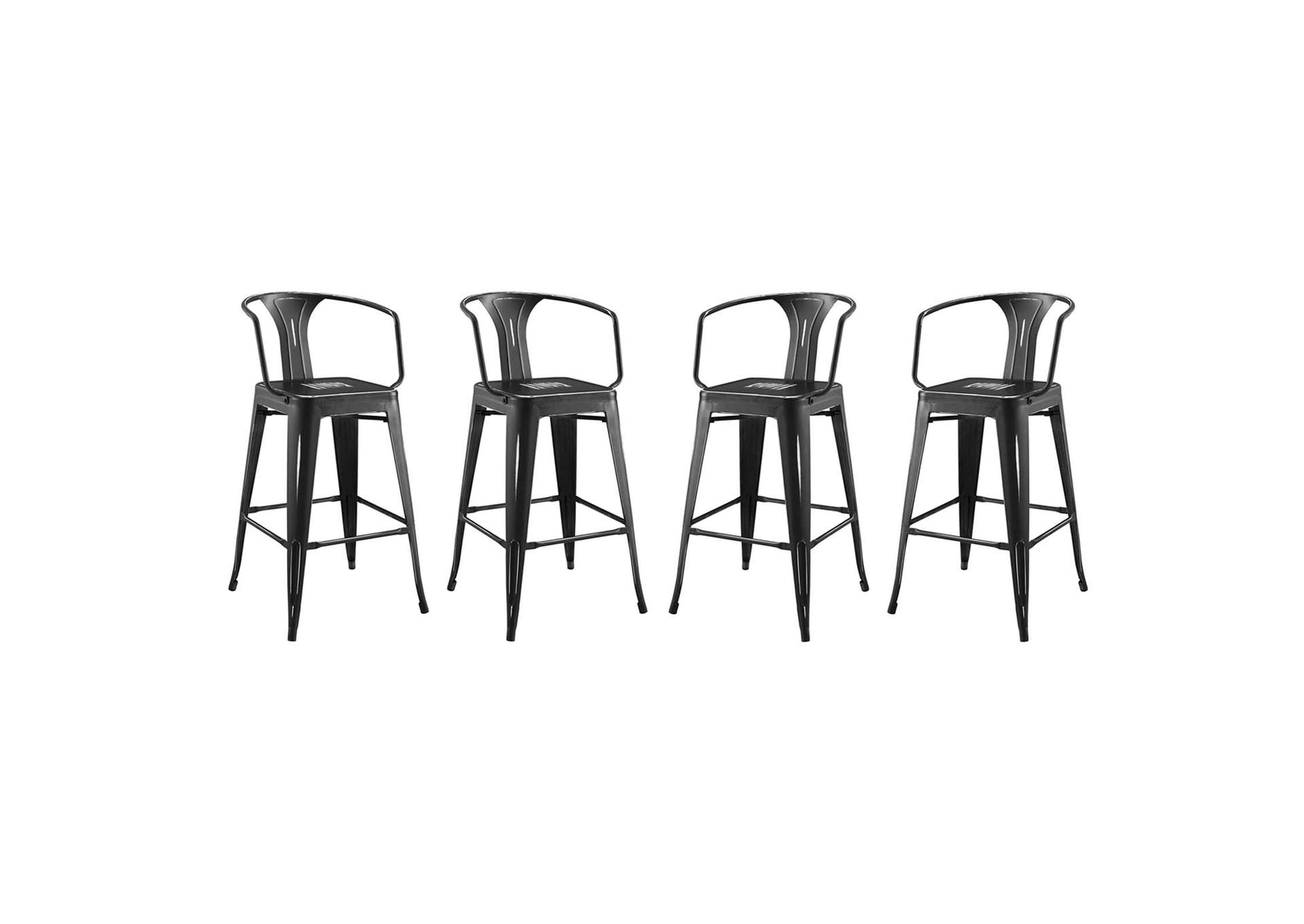 Black Promenade Bar Stool [Set of 4],Modway