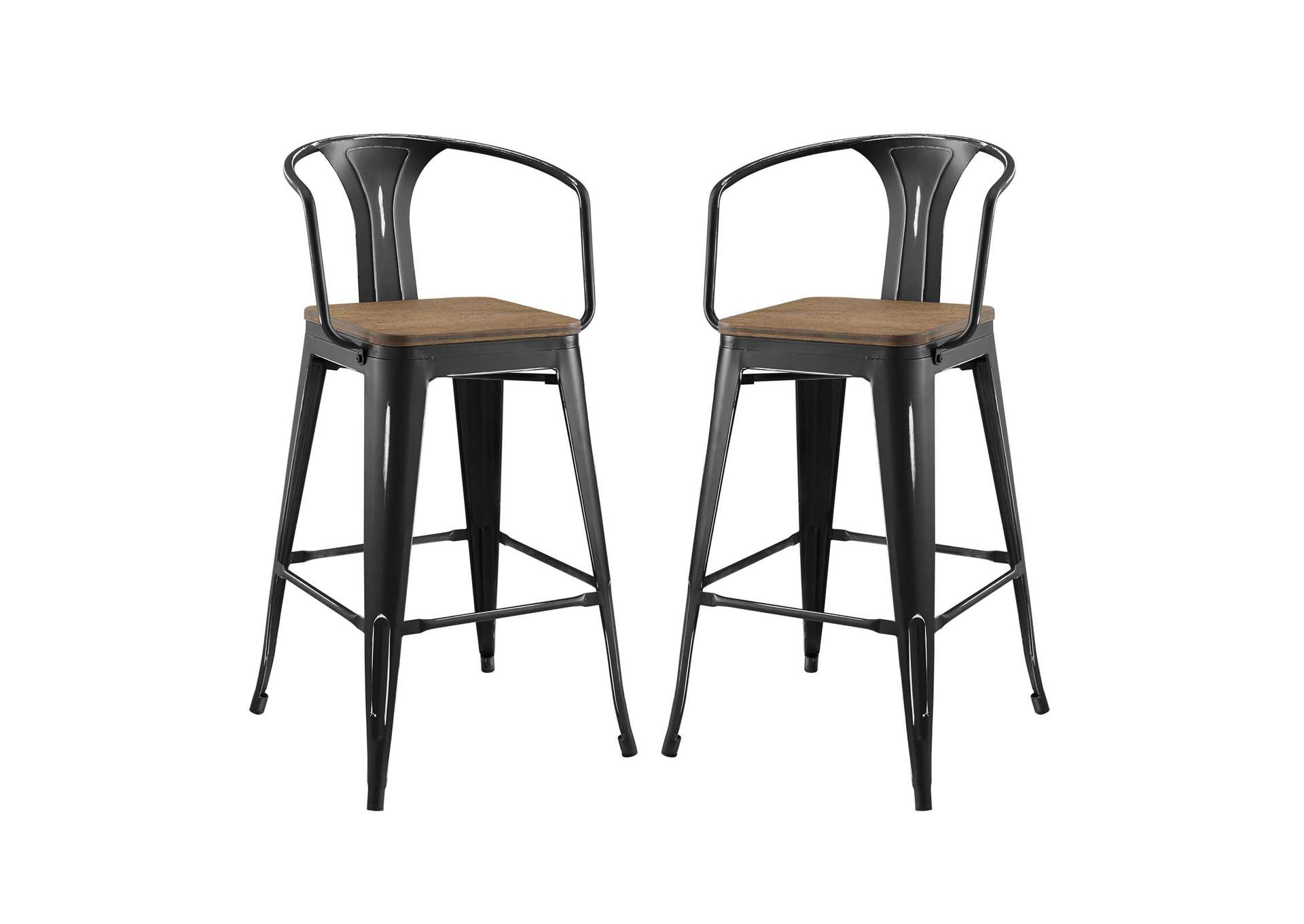Black Promenade Bar Stool [Set of 2],Modway