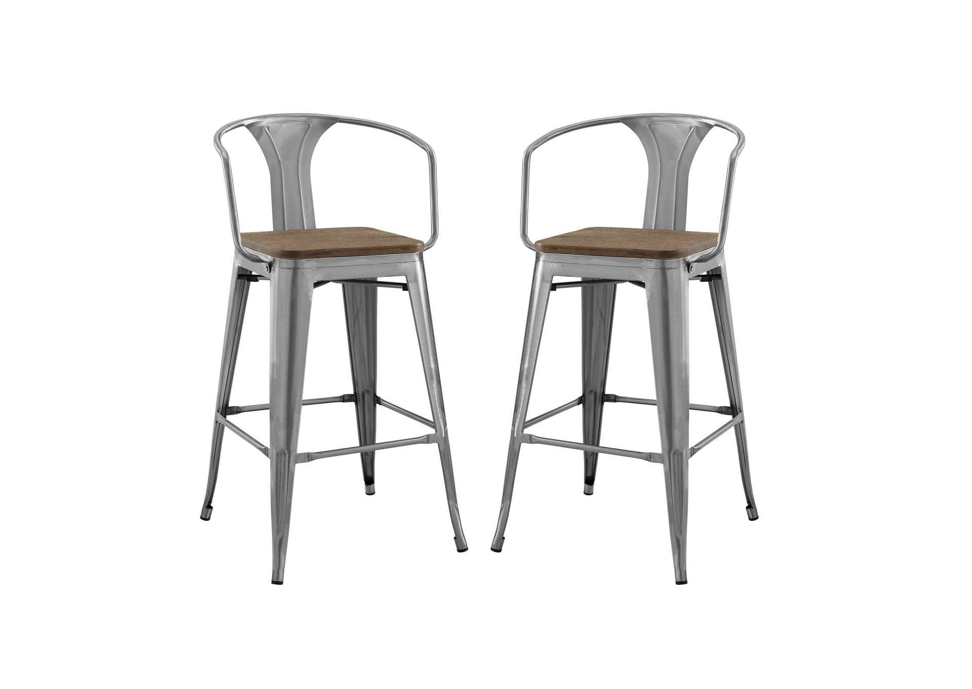 Gunmetal Promenade Bar Stool [Set of 2],Modway