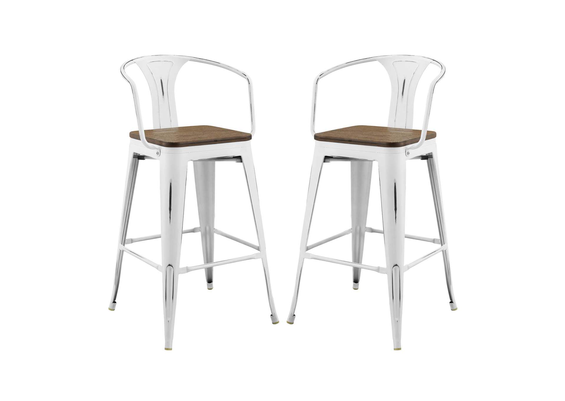 White Promenade Bar Stool [Set of 2],Modway