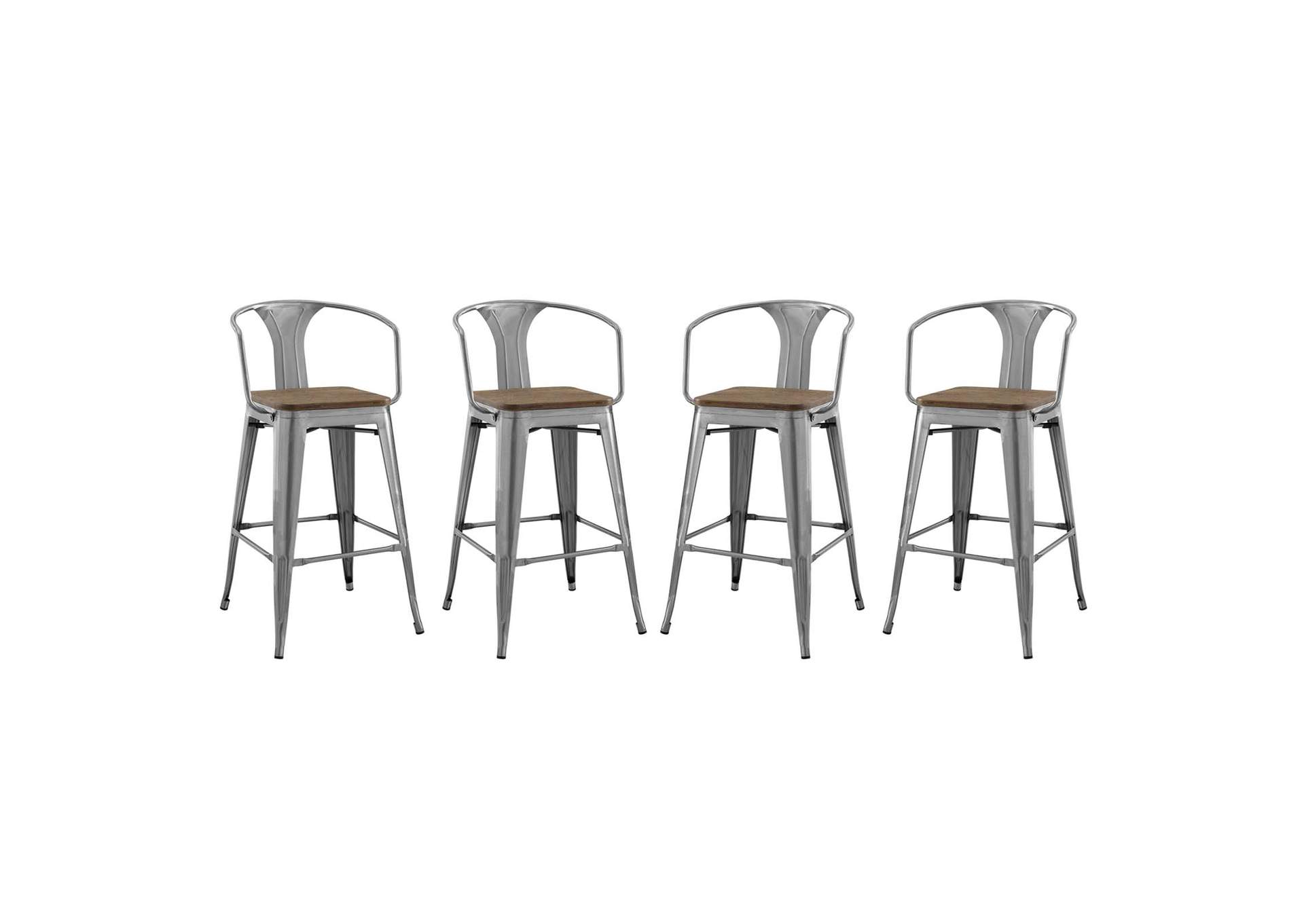 Gunmetal Promenade Bar Stool [Set of 4],Modway