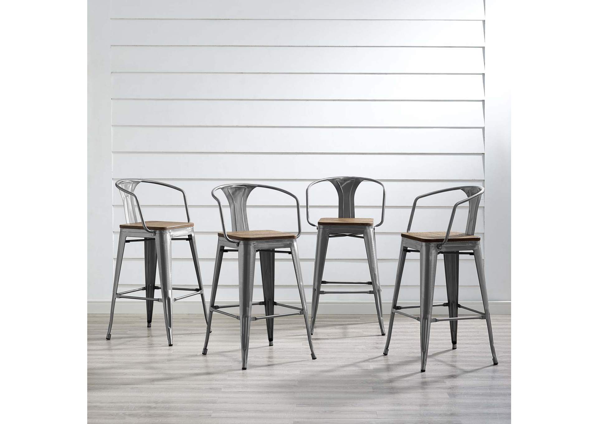 Gunmetal Promenade Bar Stool [Set of 4],Modway