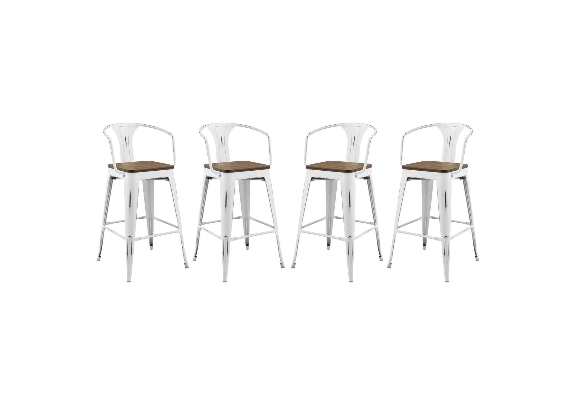 White Promenade Bar Stool [Set of 4],Modway